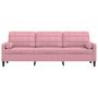 Voir la diapositive 3 : VIDAXL Canape 3 places avec oreillers decoratifs rose 210 cm velours