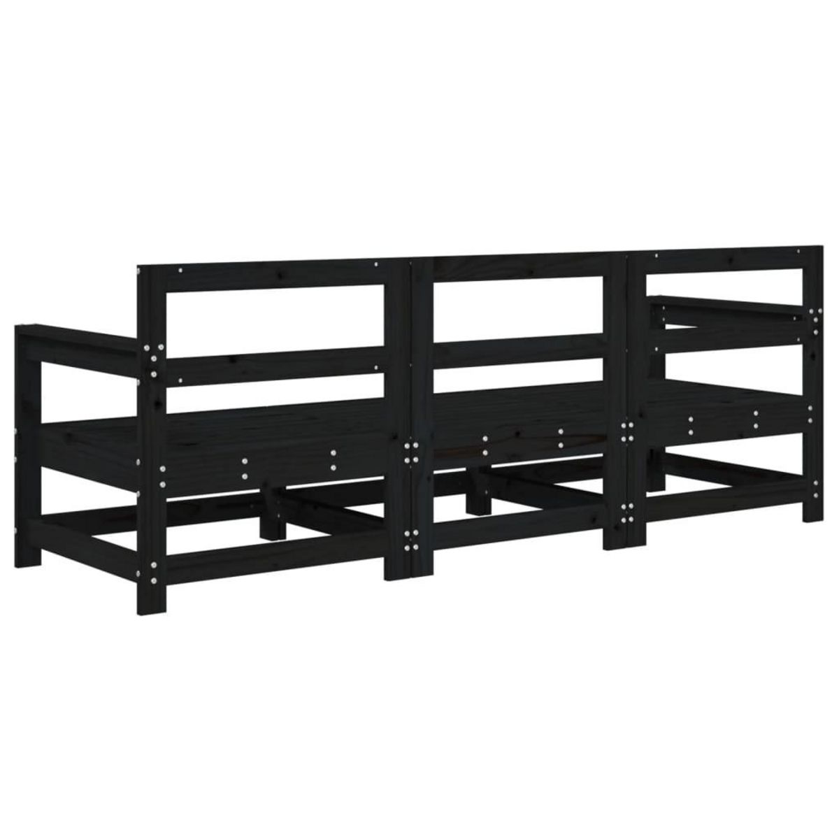 VIDAXL Salon de jardin 3 pcs noir bois massif de pin