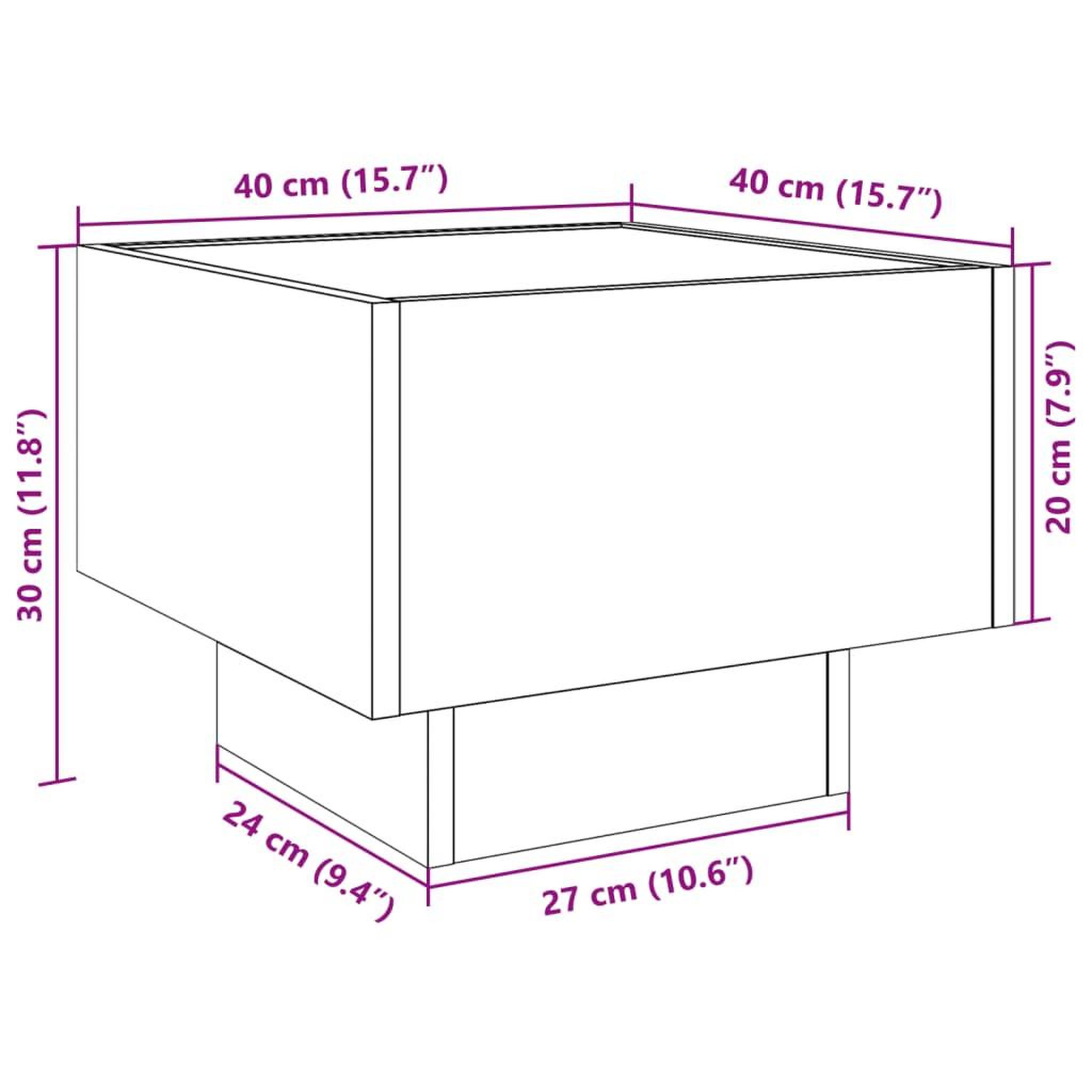 Voir la diapositive 6 : VIDAXL Table d'appoint et LED chene sonoma 40x40x30 cm bois ingenierie