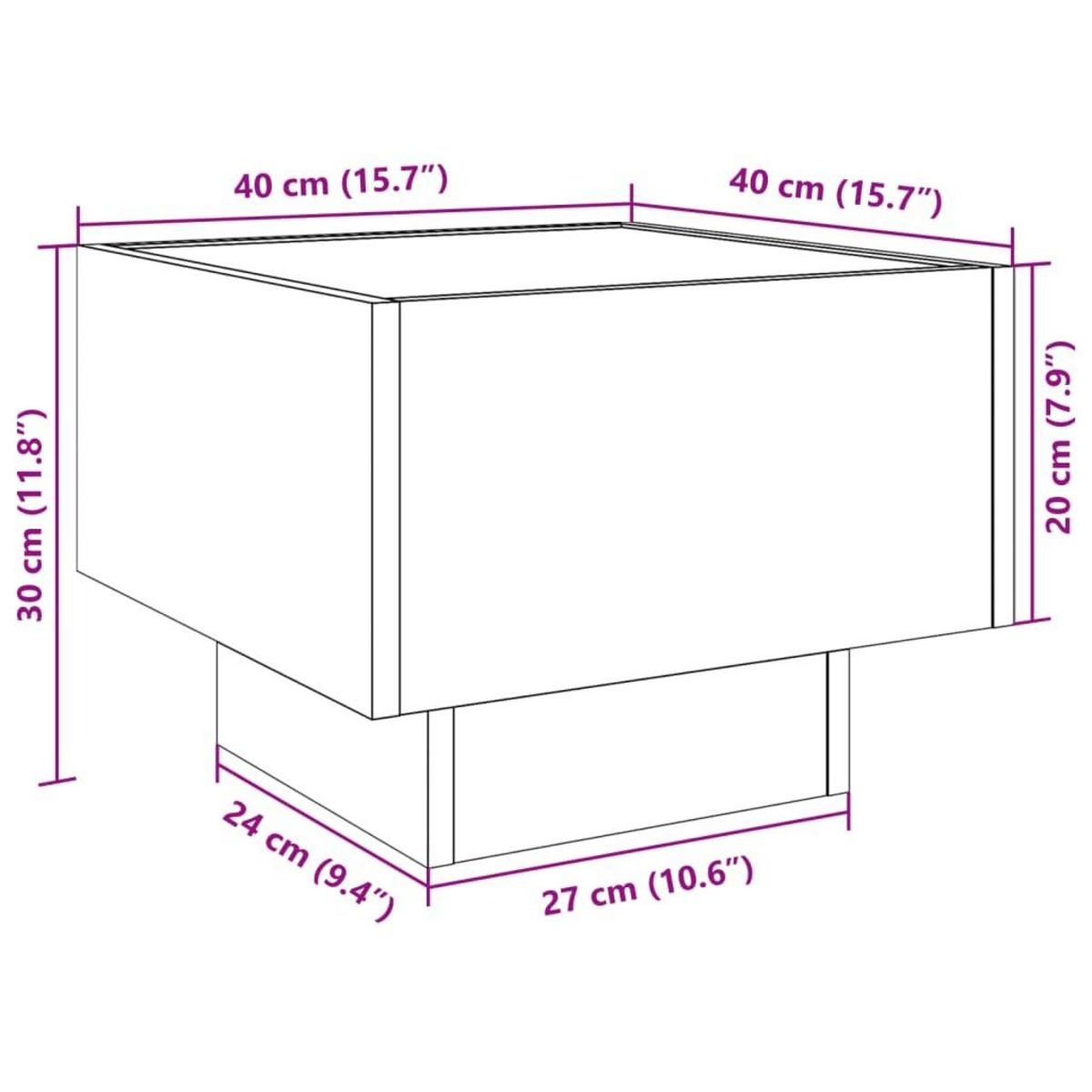 VIDAXL Table d'appoint et LED chene sonoma 40x40x30 cm bois ingenierie