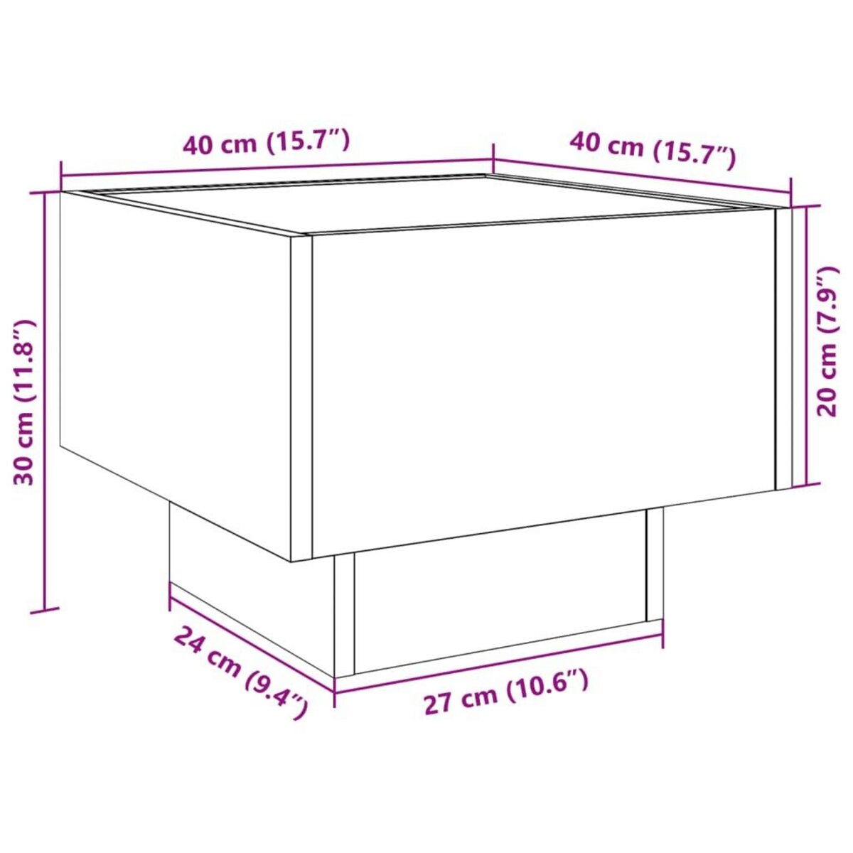 VIDAXL Table d'appoint et LED chene sonoma 40x40x30 cm bois ingenierie