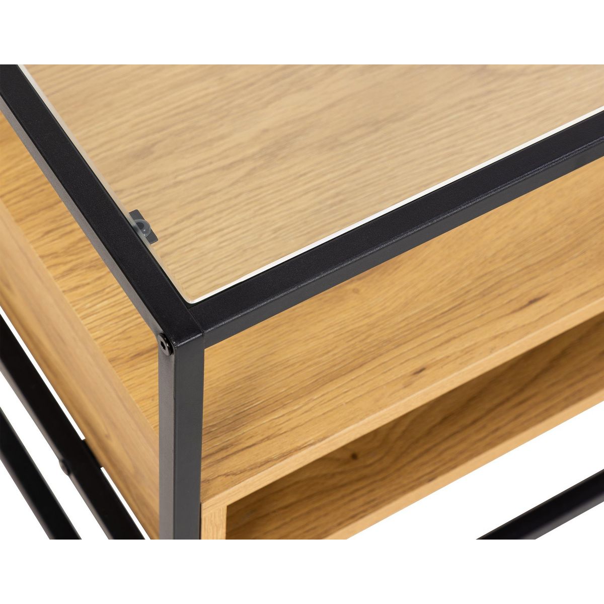 LISA DESIGN Parker - meuble tv - effet bois, verre et métal noir - 120 cm