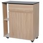 Voir la diapositive 2 : HOMCOM HOMCOM Chariot de service desserte de cuisine à roulettes multi-rangements placard double portes + 2 étagères + tiroir panneaux particules chêne noir