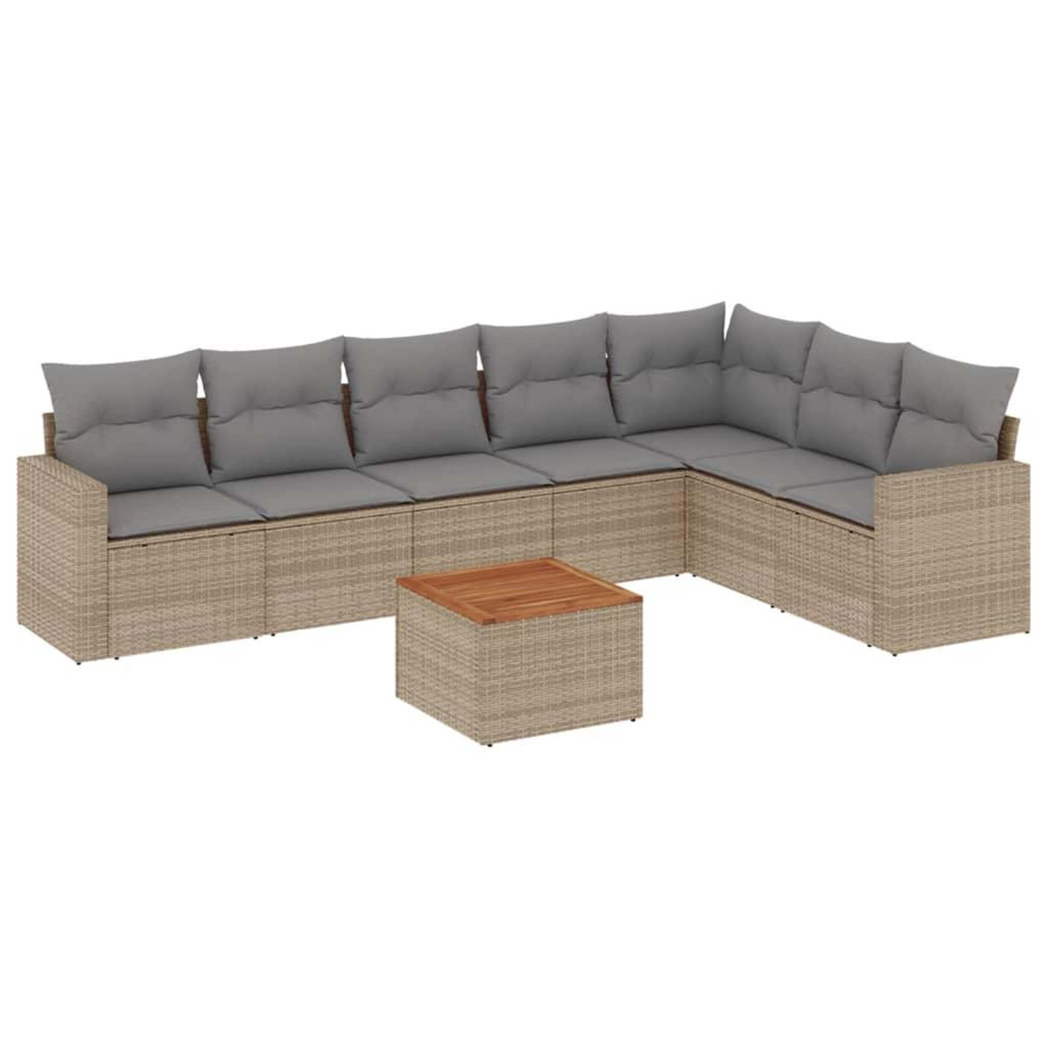 Voir la diapositive 2 : VIDAXL Salon de jardin avec coussins 8 pcs beige resine tressee