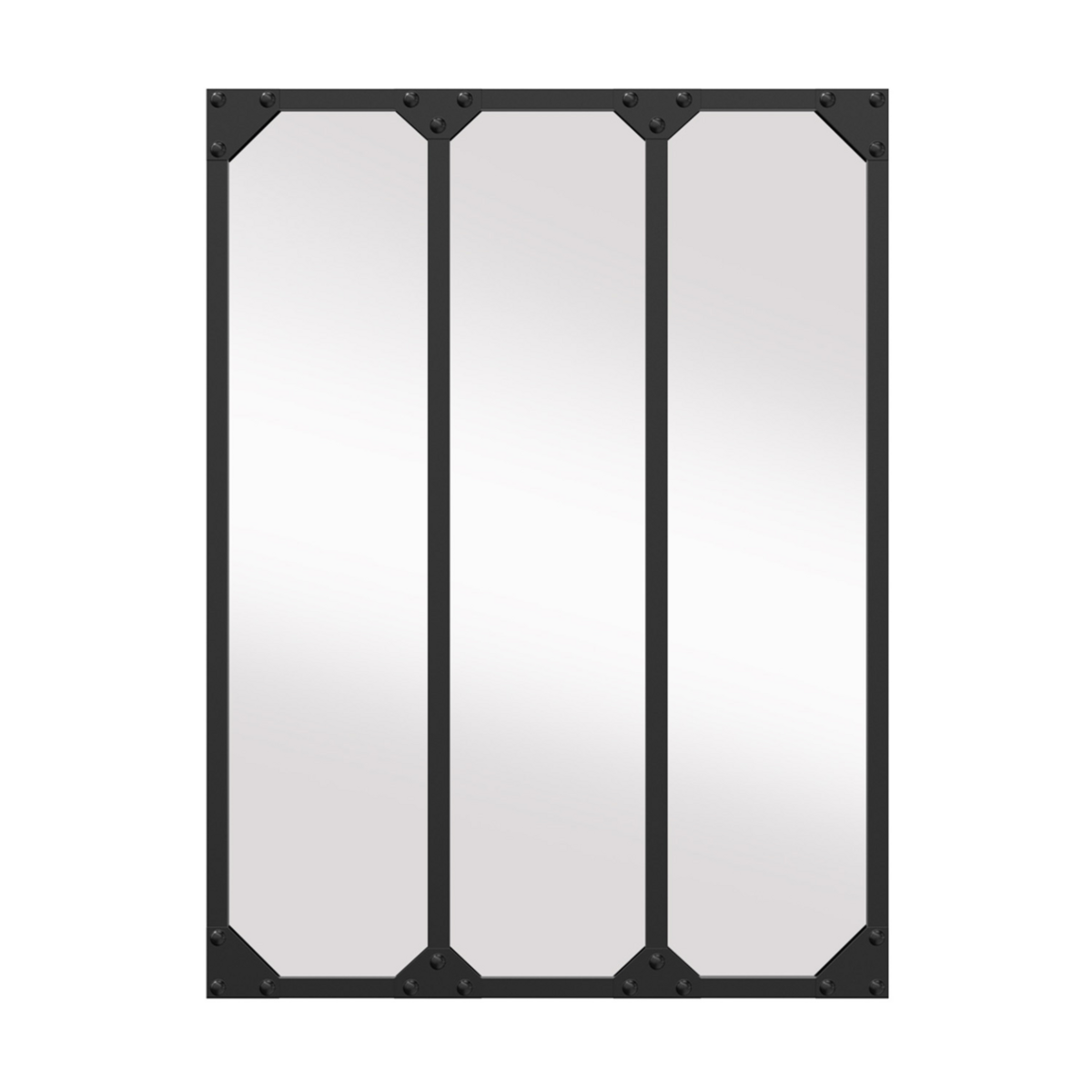 ID MARKET Miroir verrière 3 bandes vertical design industriel 60x80 cm
