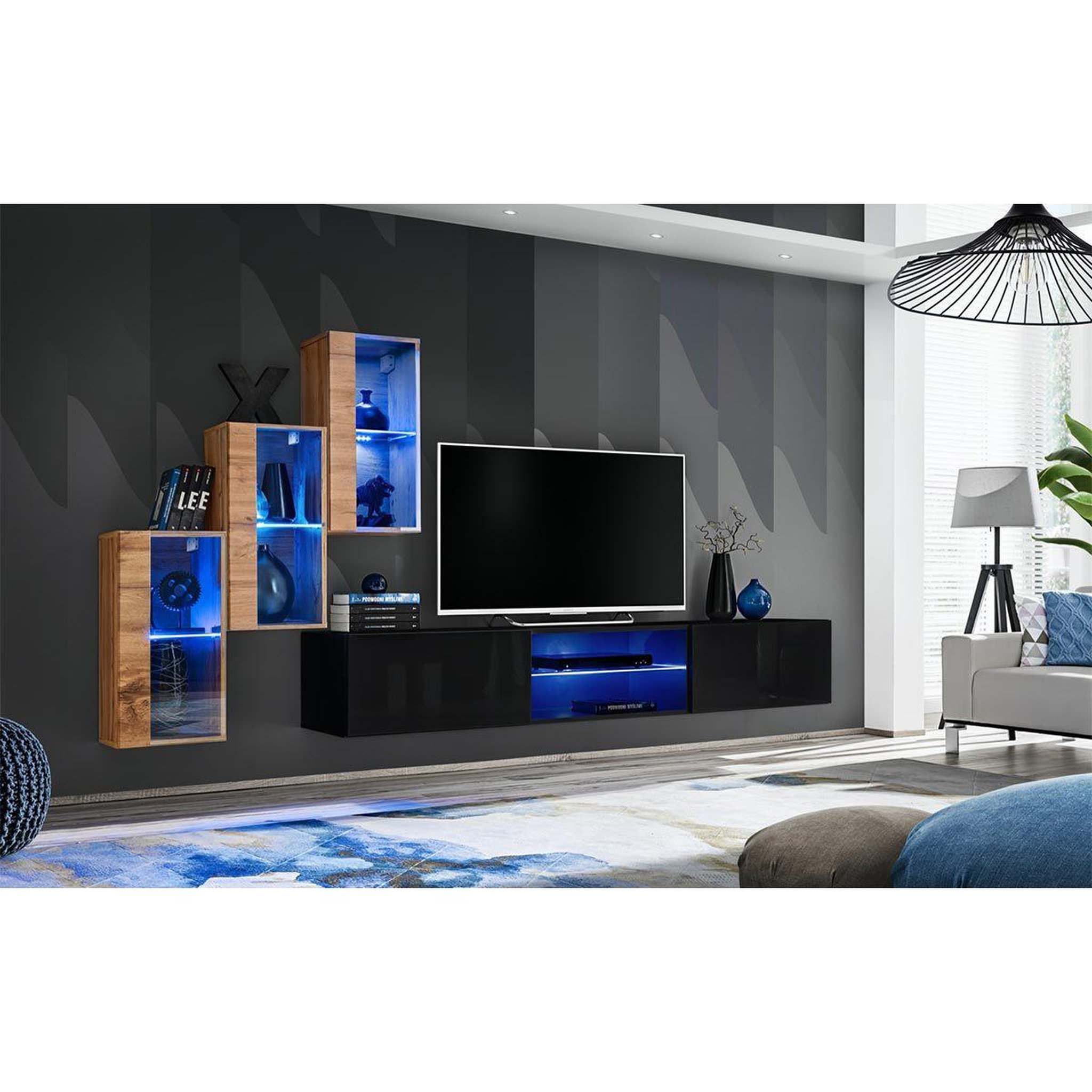 Voir la diapositive 2 : Paris Prix Ensemble meuble tv  switch xxii  210cm naturel & noir
