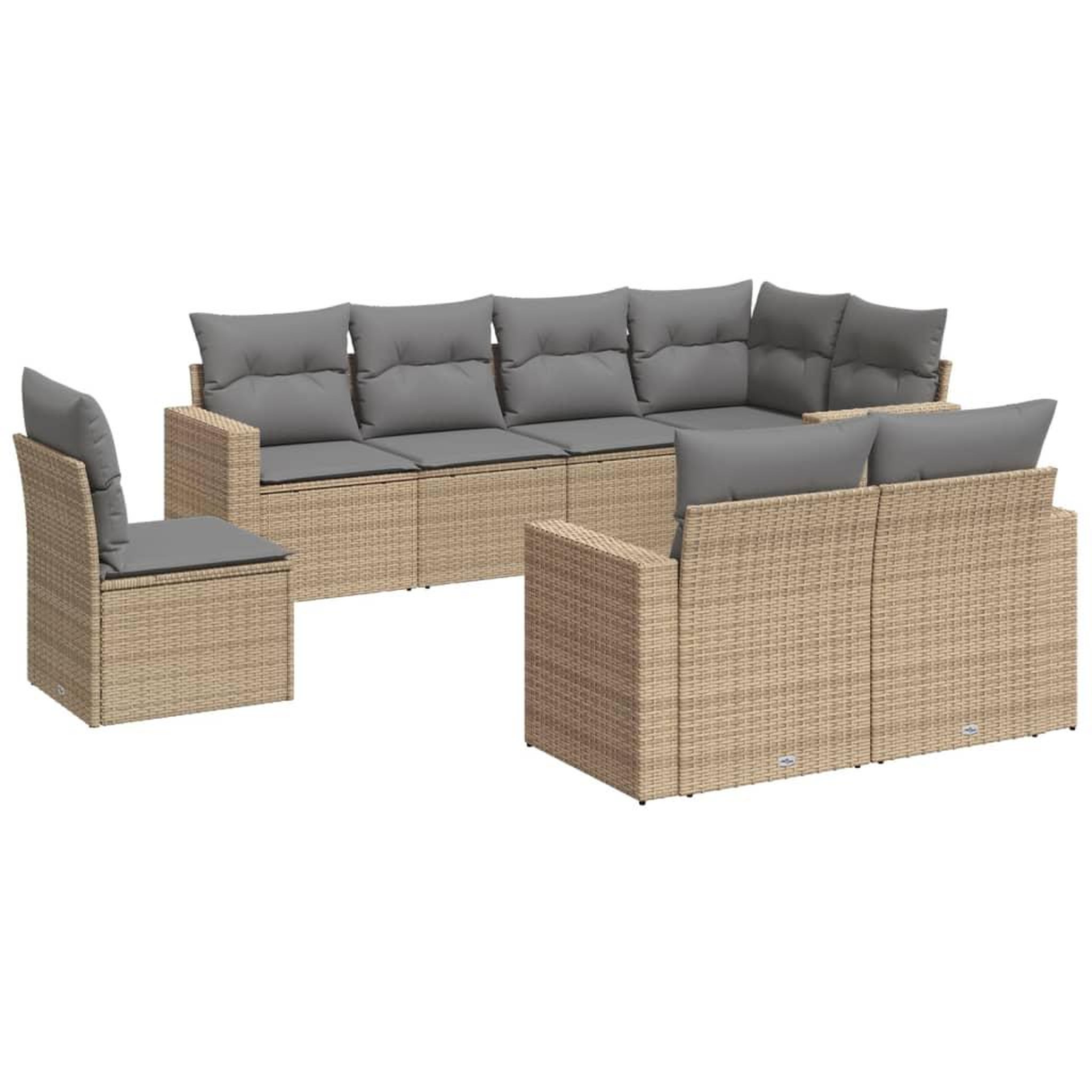 Voir la diapositive 2 : VIDAXL Salon de jardin avec coussins 8 pcs beige resine tressee