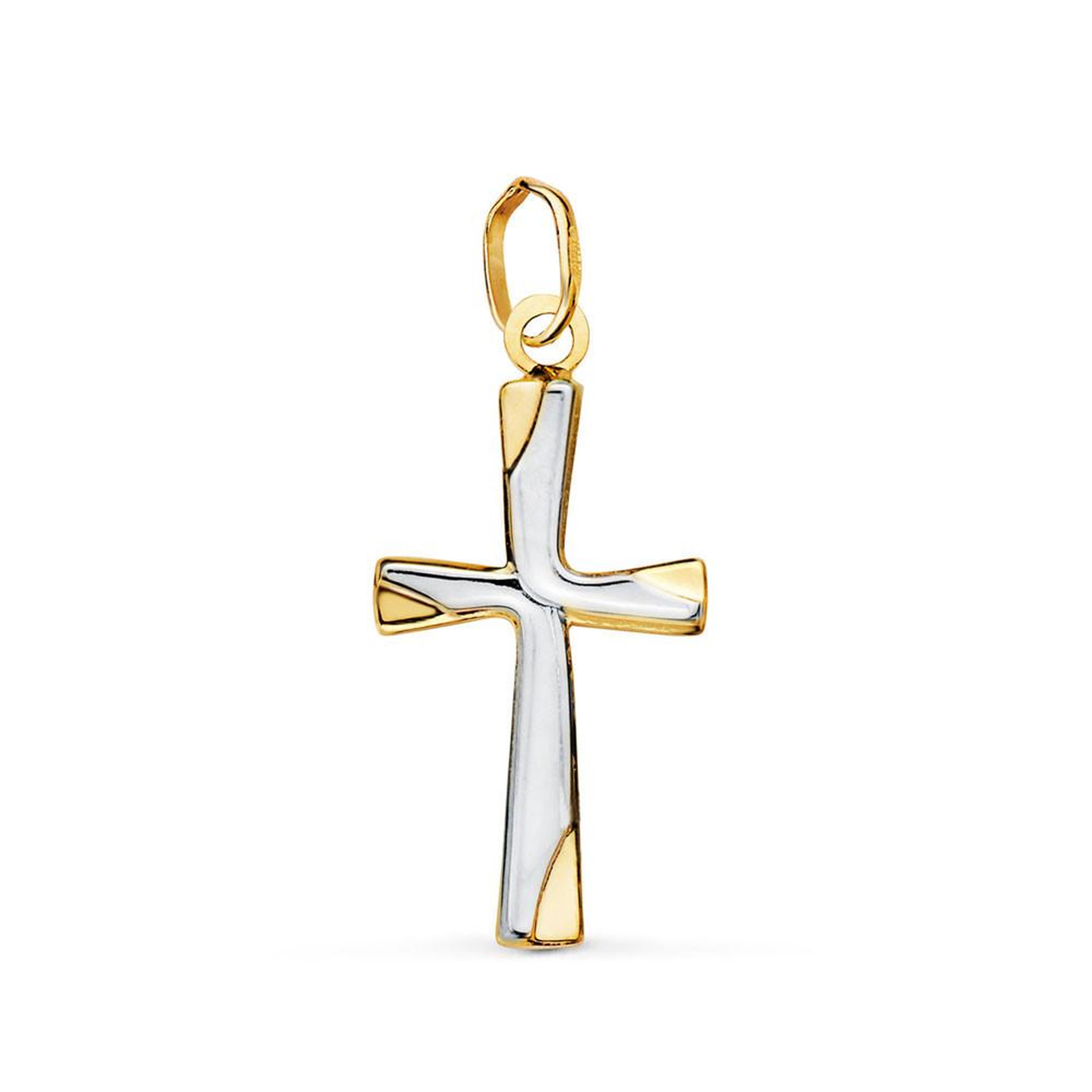 L'ATELIER D'AZUR Pendentif - Médaille Croix Or 18 Carats 750/000 Bicolore - Chaine Offerte