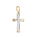 L'ATELIER D'AZUR Pendentif - Médaille Croix Or 18 Carats 750/000 Bicolore - Chaine Offerte