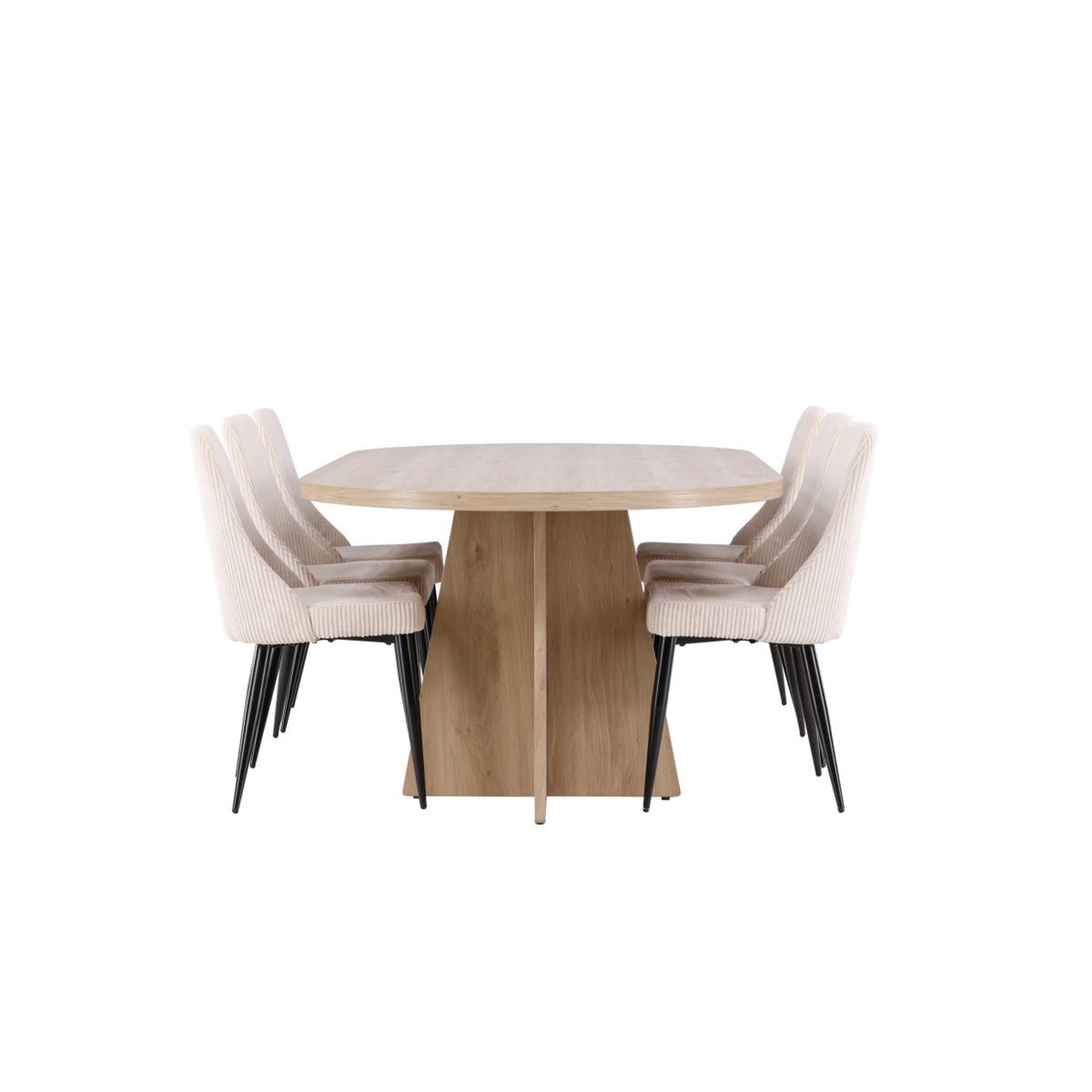Voir la diapositive 4 : Paris Prix Ensemble table à manger & 6 chaises  bootcut & leone  230cm naturel & beige