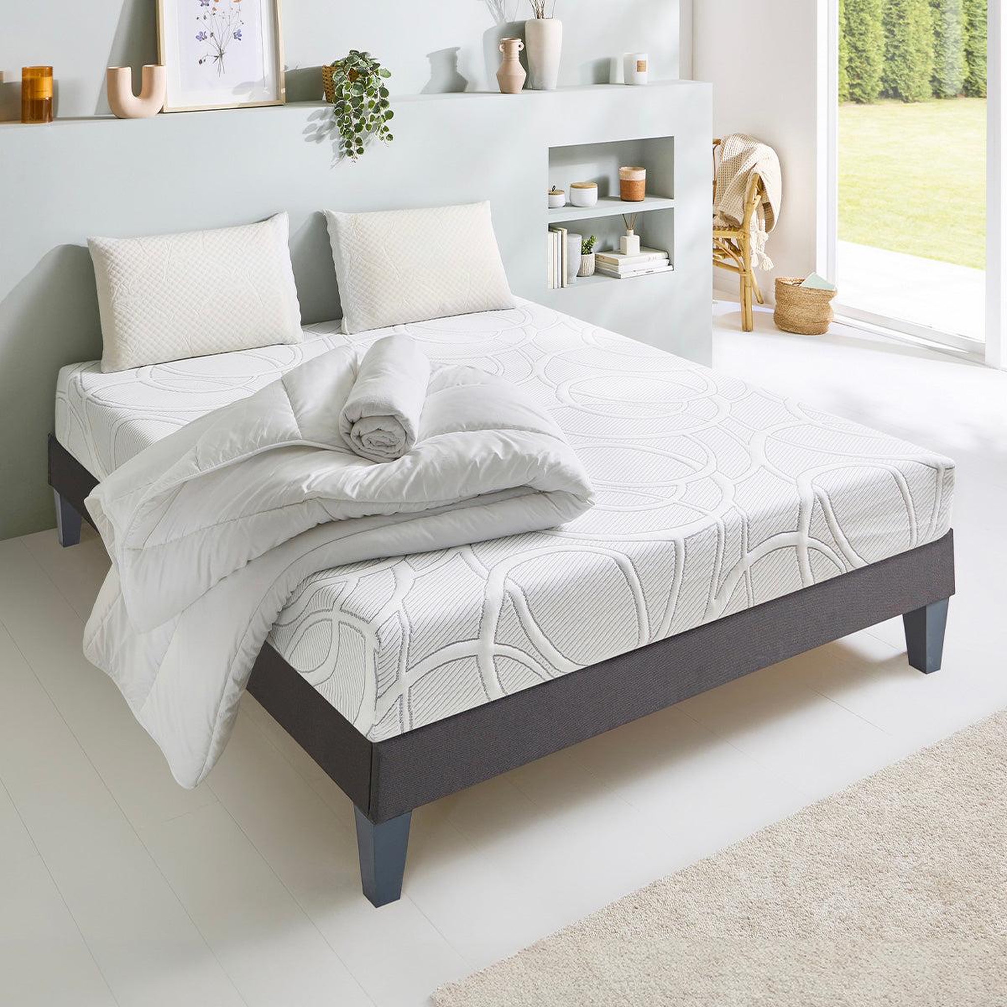 Voir la diapositive 3 : OLYMPE LITERIE Olympe literie | pack prêt à dormir poseidon | matelas mémoire de forme + sommier + accessoires