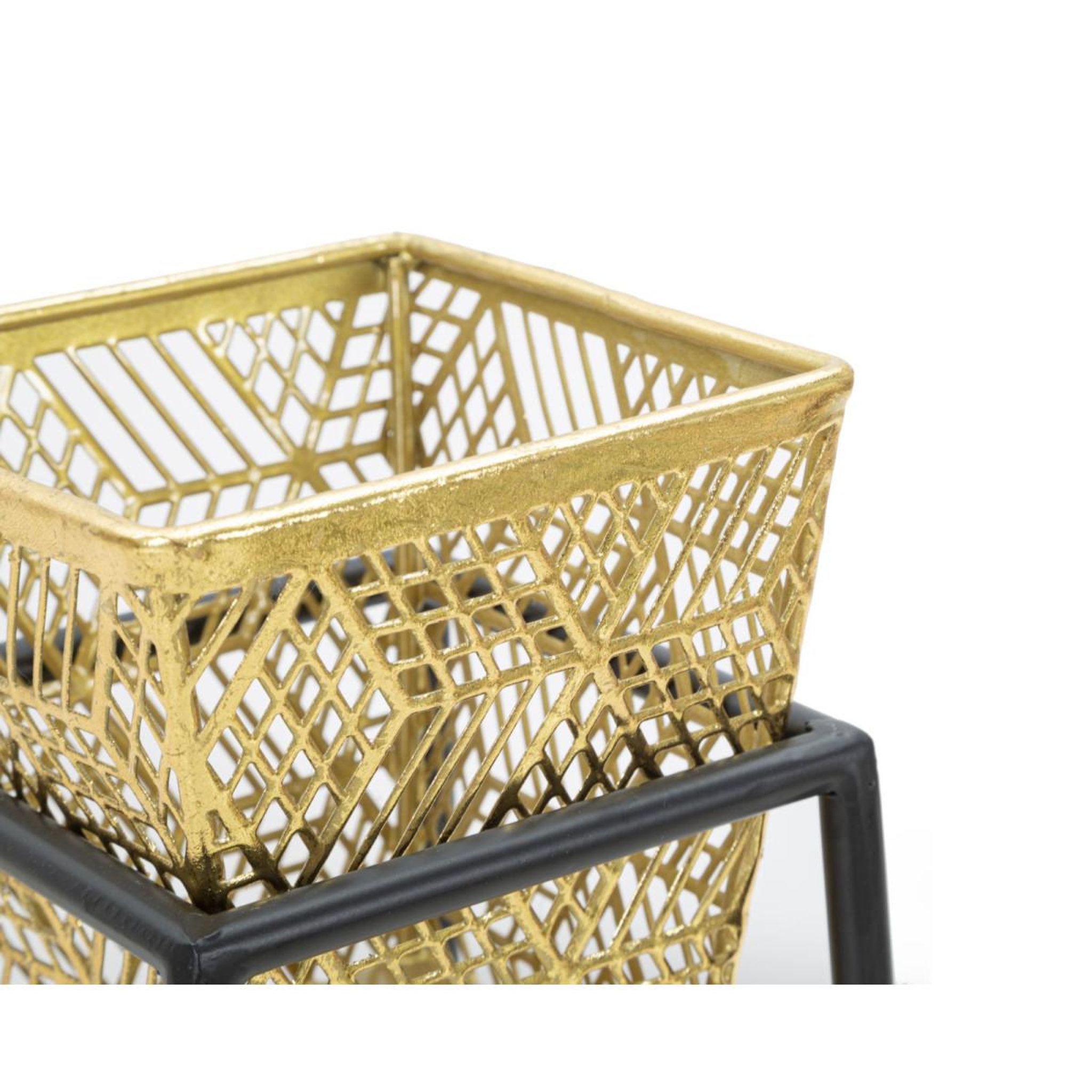 Voir la diapositive 4 : Paris Prix Lot de 2 cache-pots sur pied  wilma  70cm noir & or