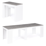 ID MARKET Table console extensible ORLANDO 10 personnes 235 cm bois blanc et effet  béton