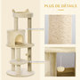 Voir la diapositive 6 : PAWHUT Arbre à chats multi-équipements griffoirs grattoirs plateformes niche jeu boule suspendue Ø 48 x 104H cm beige