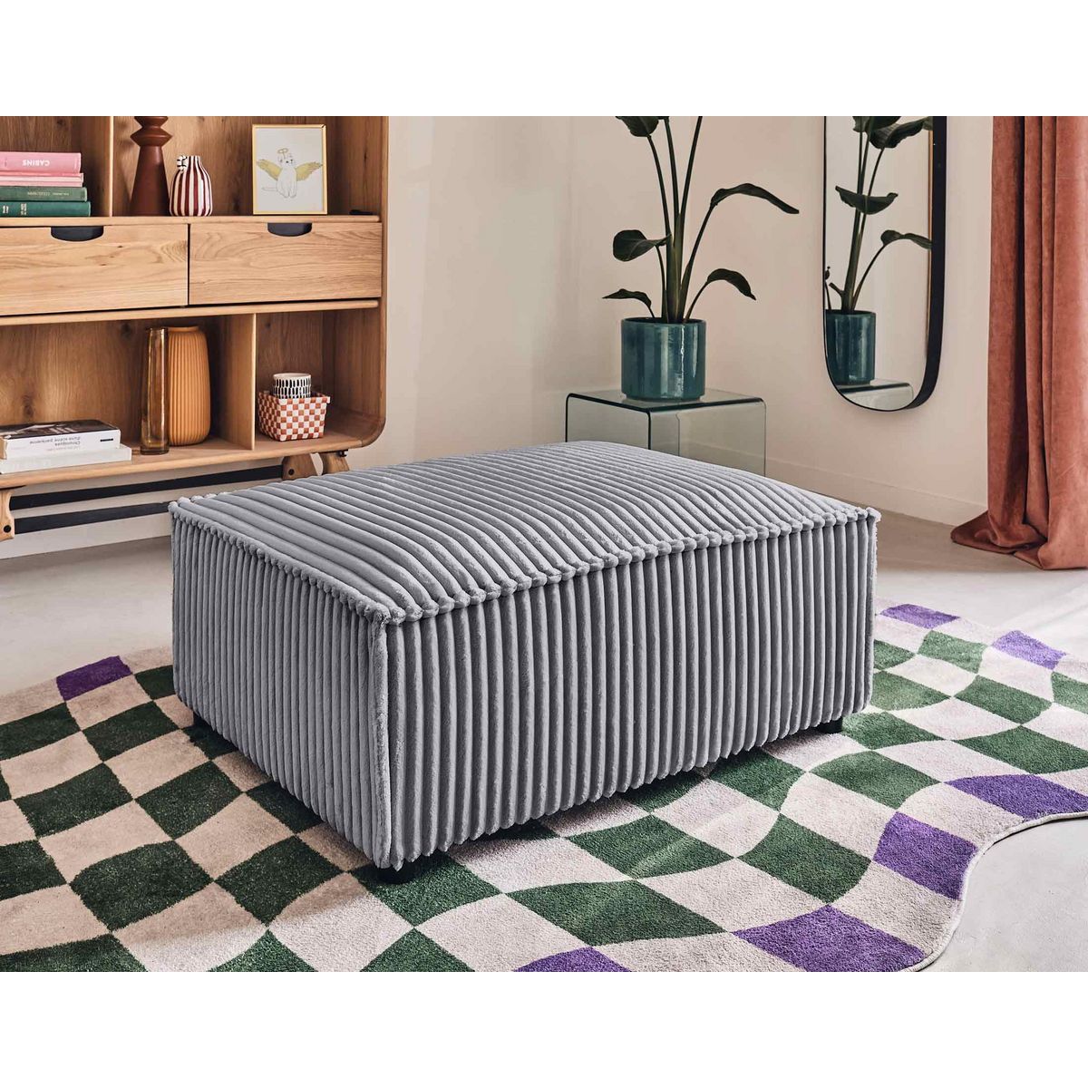 LISA DESIGN Stella - pouf - en velours côtelé grosses côtes