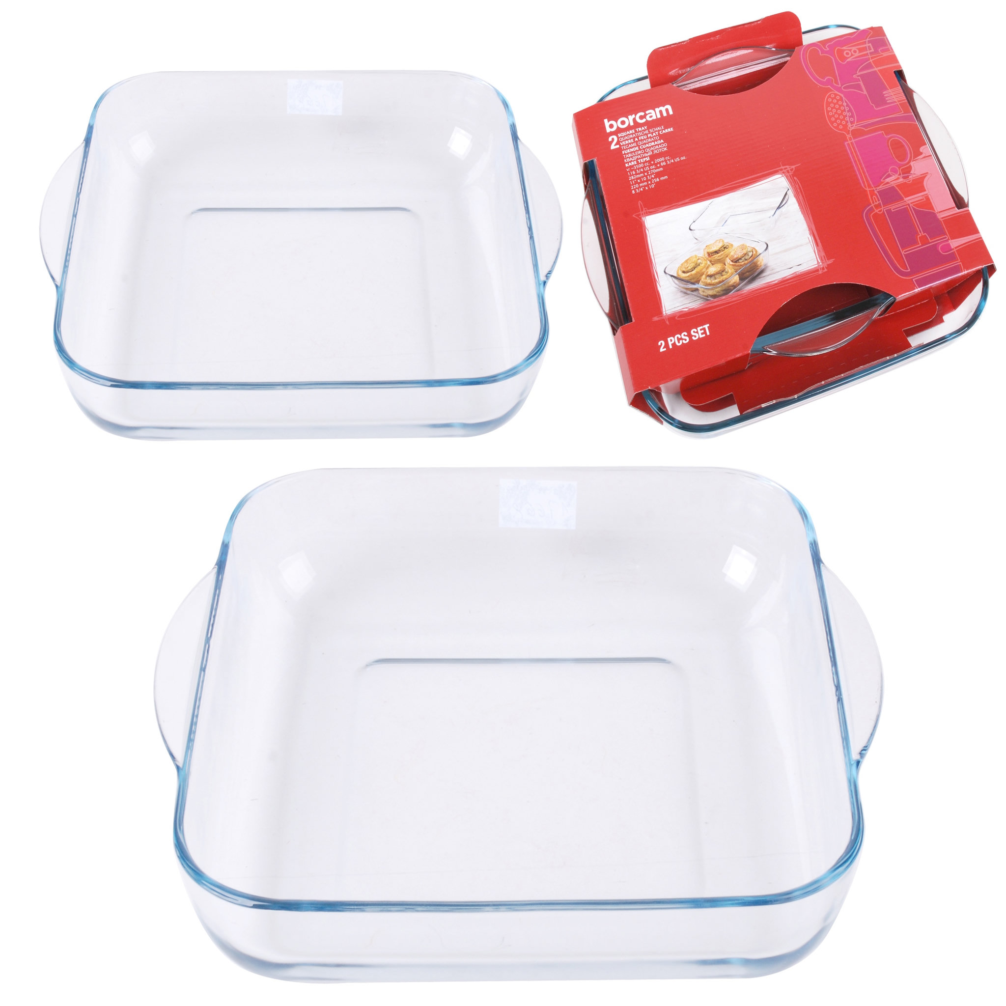 Voir la diapositive 2 : Lot de 2 plats carré en verre x2