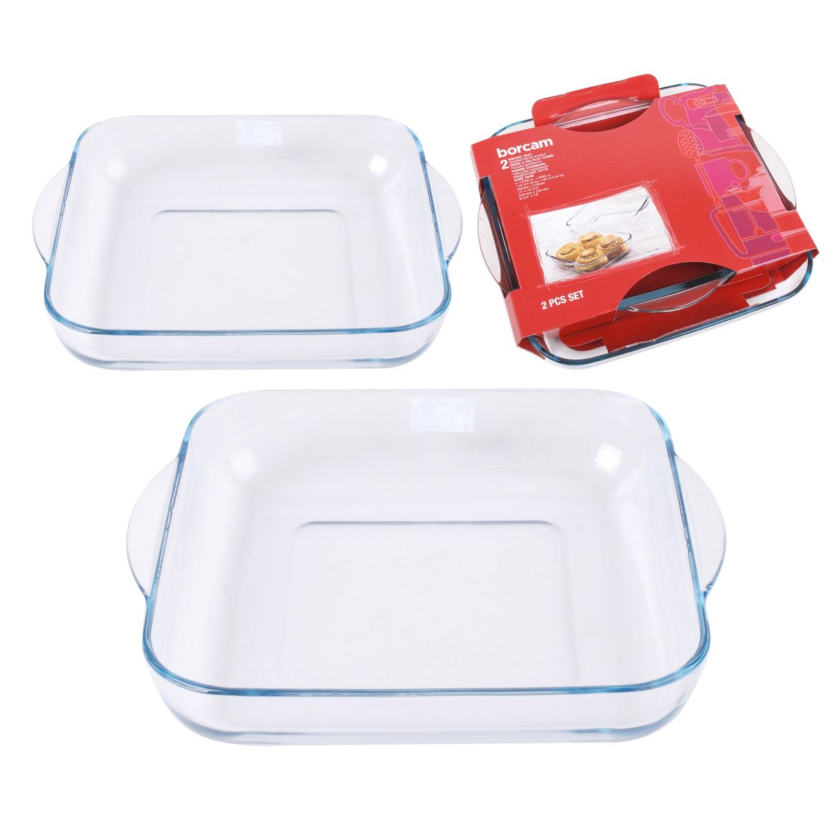 Lot de 2 plats carré en verre x2