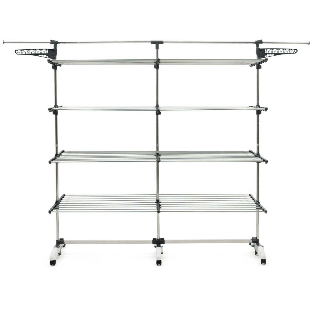 ID MARKET Séchoir à linge 60 M SUPRA XXL gris/blanc 4 niveaux + barre télescopique