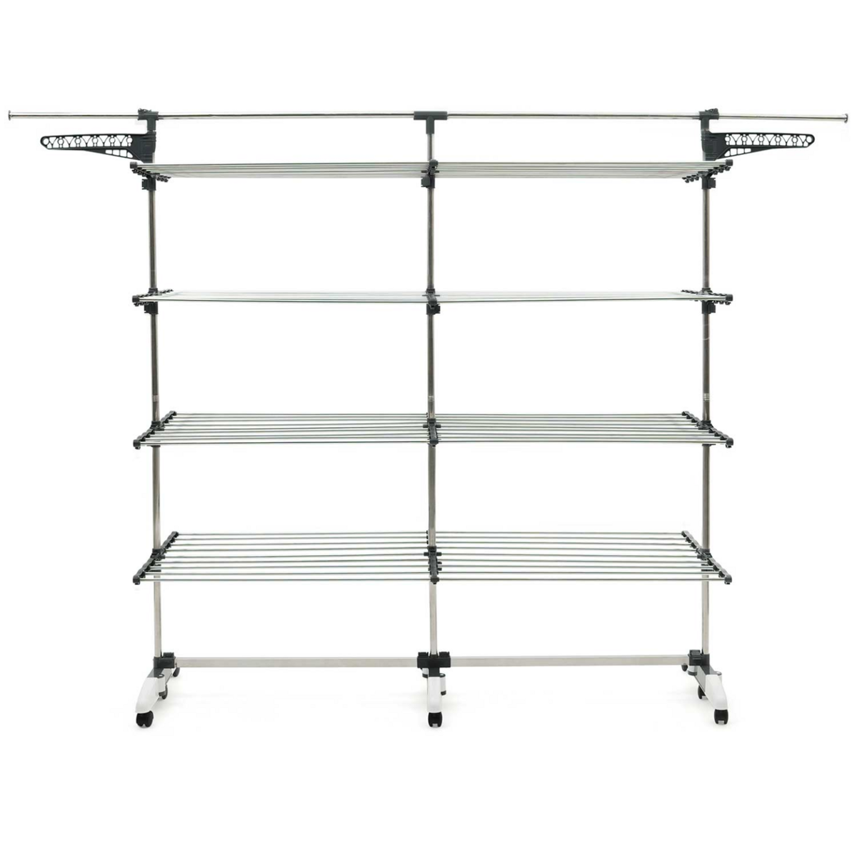 ID MARKET Séchoir à linge 60 M SUPRA XXL gris/blanc 4 niveaux + barre télescopique