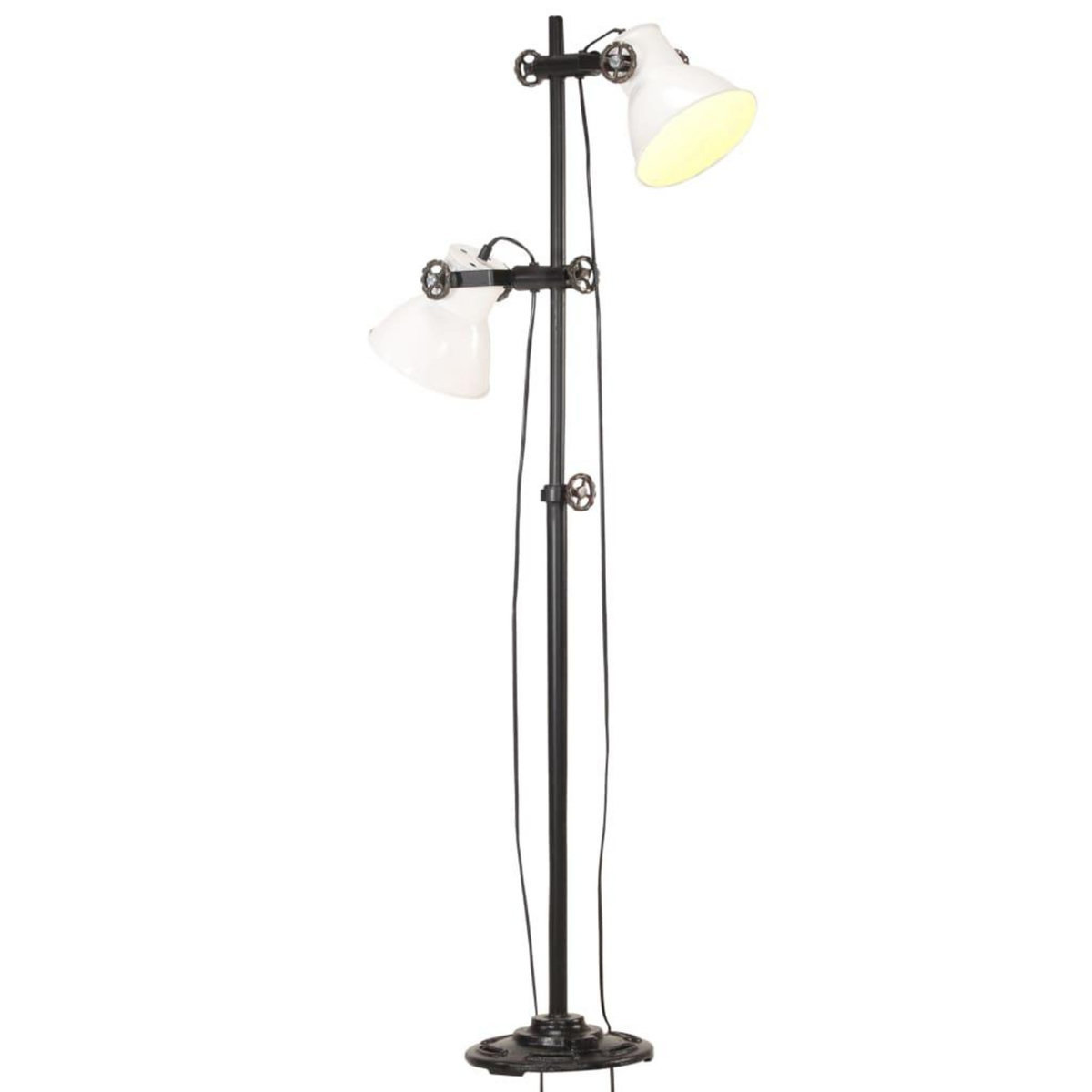 VIDAXL Lampadaire avec 2 abat-jour Blanc E27 Fonte