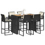 Voir la diapositive 1 : VIDAXL Ensemble de bar de jardin 7 pcs avec coussins noir poly rotin