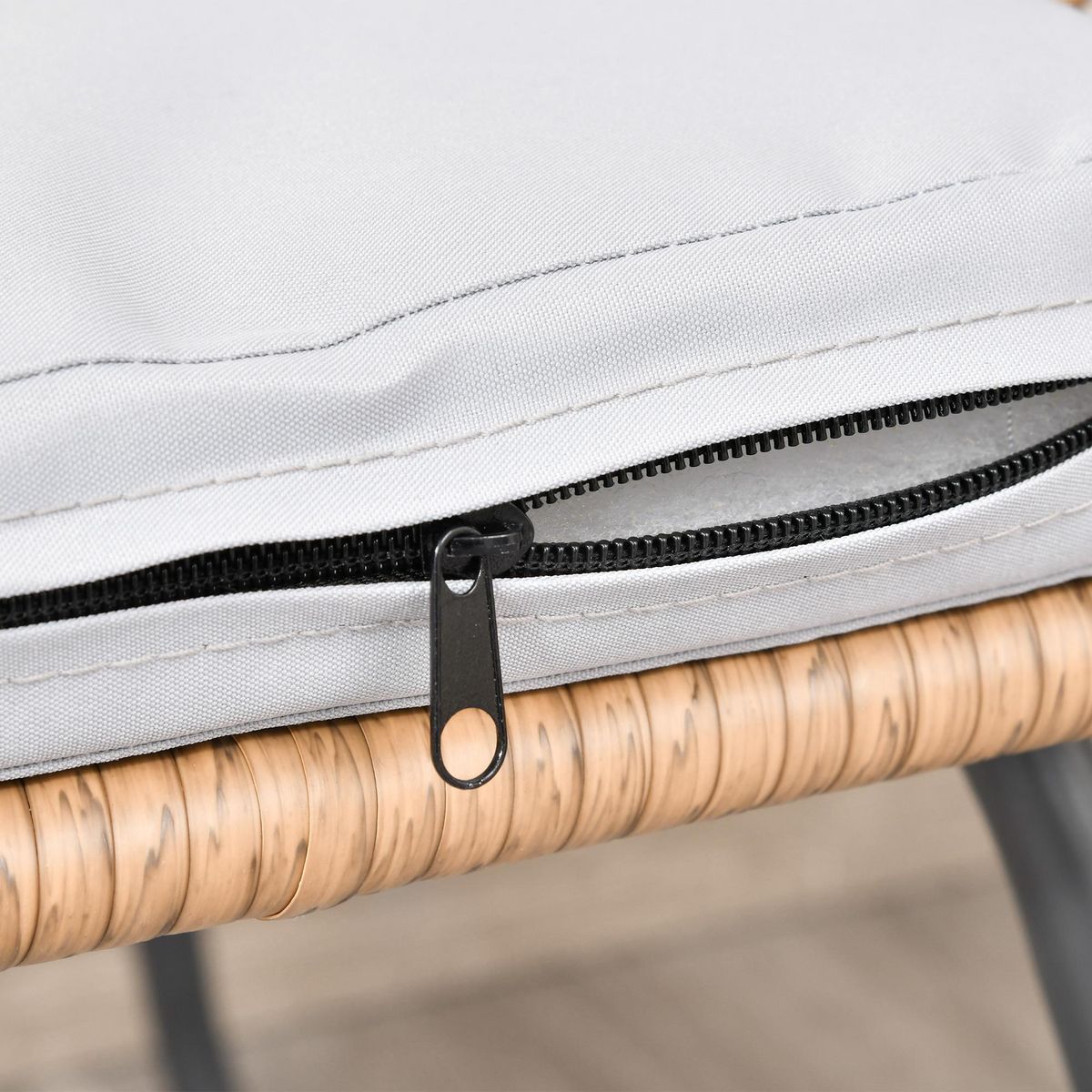 OUTSUNNY Outsunny Ensemble bistro de jardin 2 places 3 pièces style exotique 2 fauteuils + table basse résine tressée beige acier époxy gris