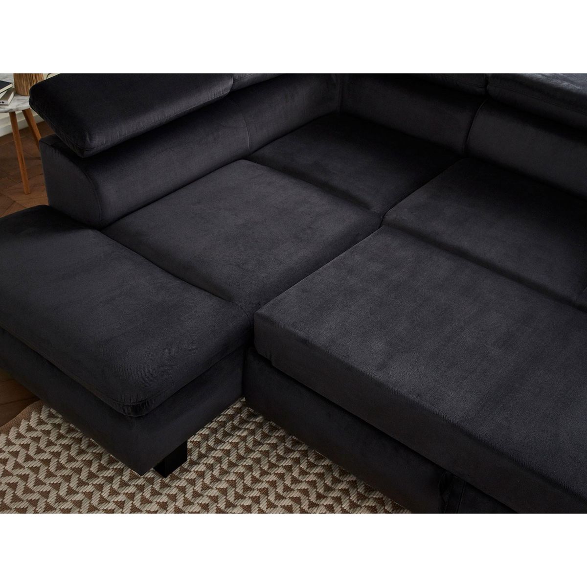 LISA DESIGN Nairobi - canapé d'angle convertible - en velours - 5 places - avec têtières - gauche