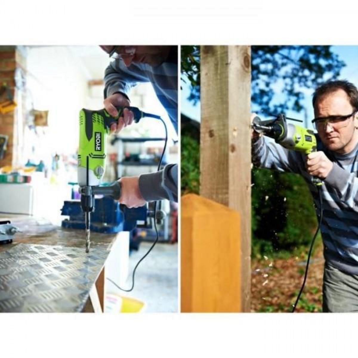 Ryobi RYOBI - Perceuse a percussion 1 200 W - 1 200-3 000 cp/min - 2 vitesses - mandrin 13 mm métal - LED - Livrée en coffret - RPD1