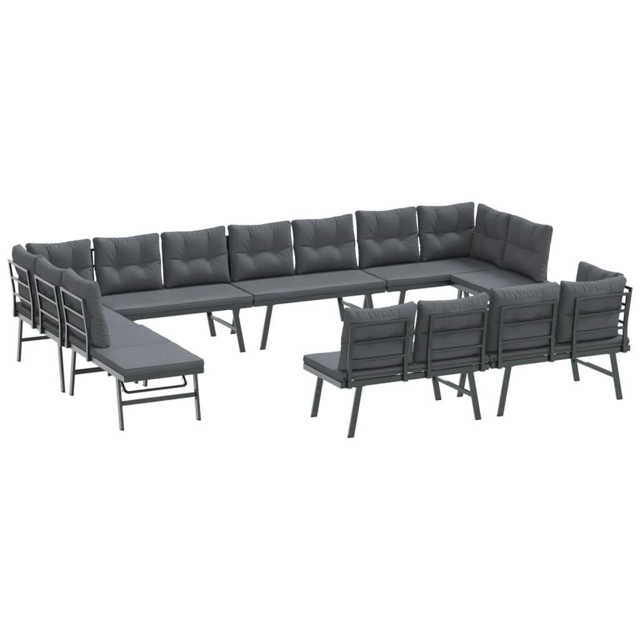 Voir la diapositive 2 : VIDAXL Bancs de jardin avec coussins lot de 8 acier enduit de poudre