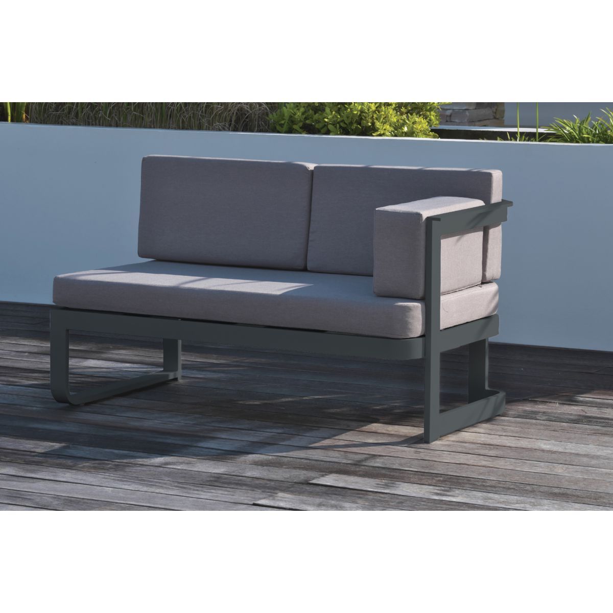 DCB GARDEN Salon bas de jardin 6 personnes en aluminium anthracite BARCELONA