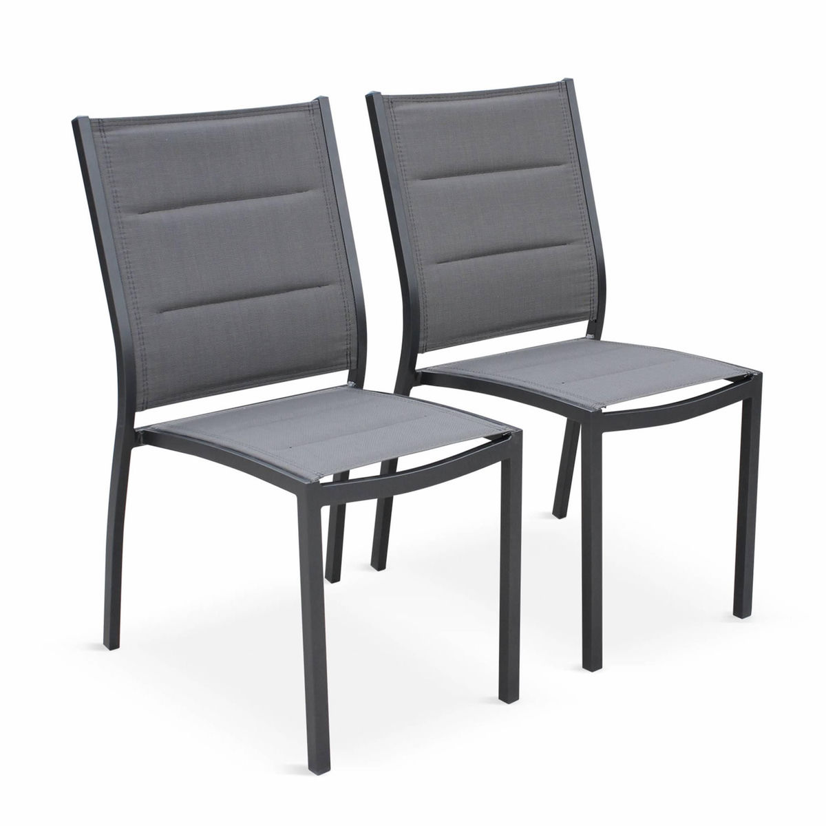 SWEEEK Table de jardin extensible aluminium + 8 assises - Chicago Anthracite/Gris taupe - Table en aluminium 175/245cm avec rallonge et 8 assises en textilène