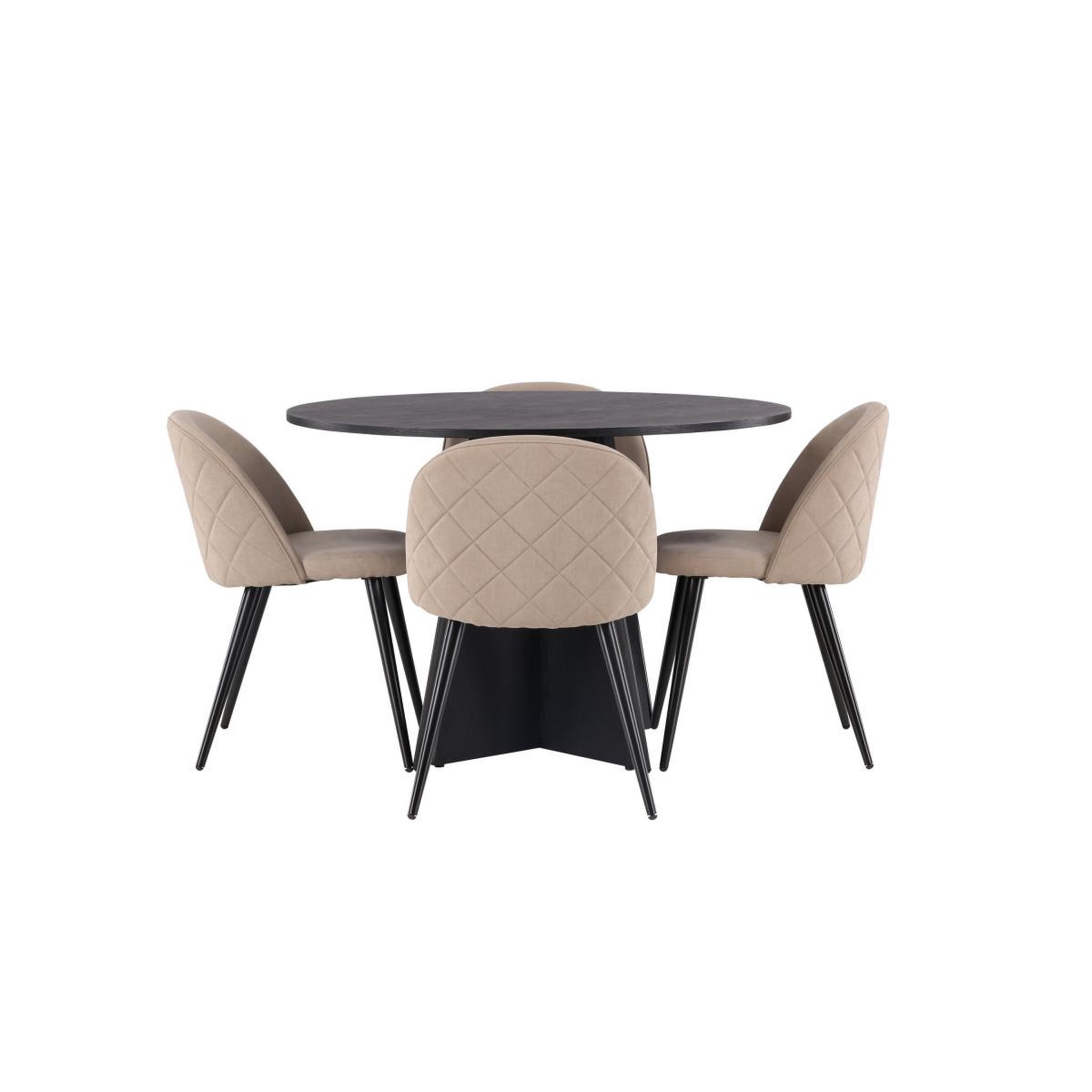 Voir la diapositive 2 : Paris Prix Ensemble table à manger & 4 chaises  bootcut & velvet  110cm beige & noir