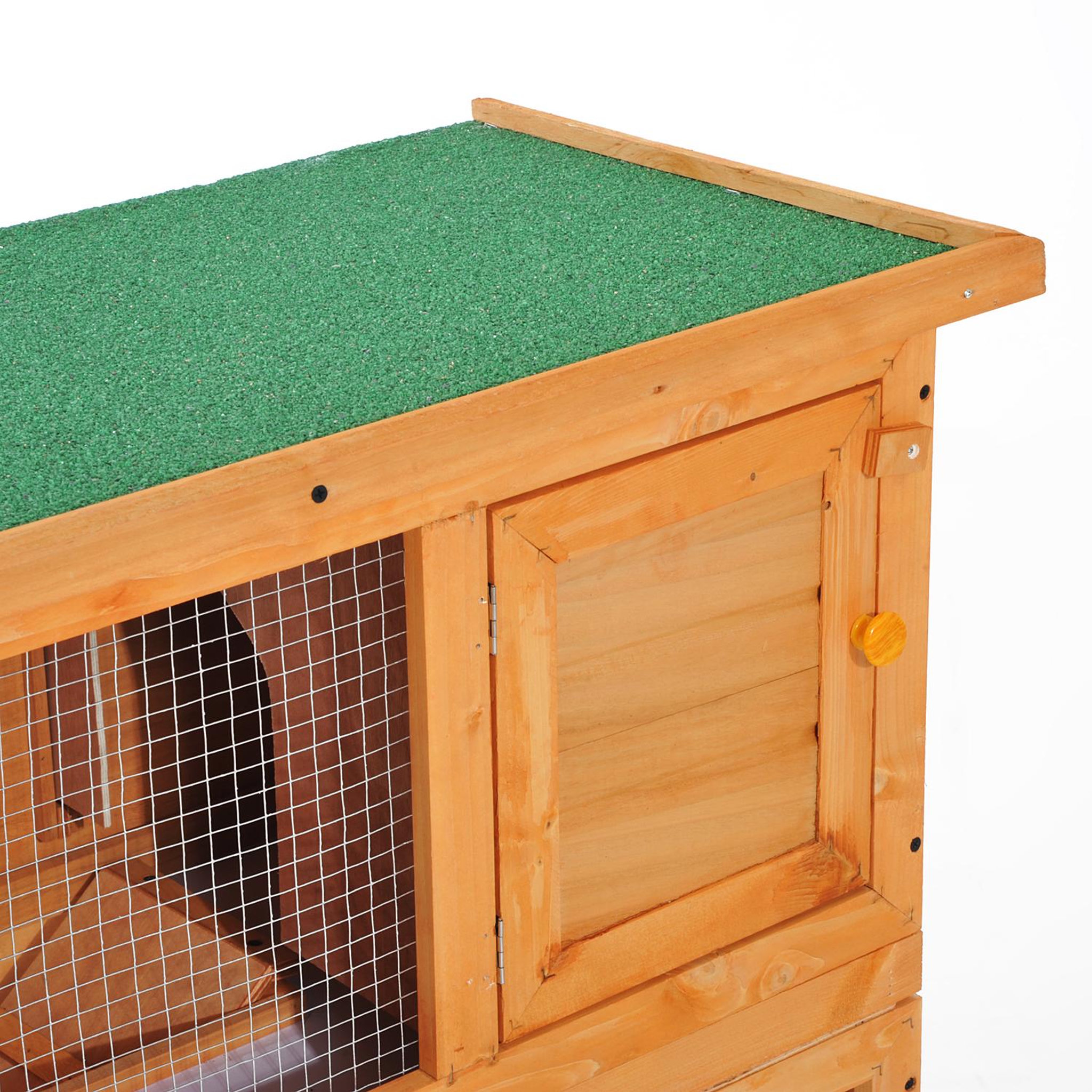Voir la diapositive 6 : PAWHUT Clapier à lapin cage à lapin 2 étages plateau coulissant rampe et toit ouvrant 90l x 45l x 80h cm
