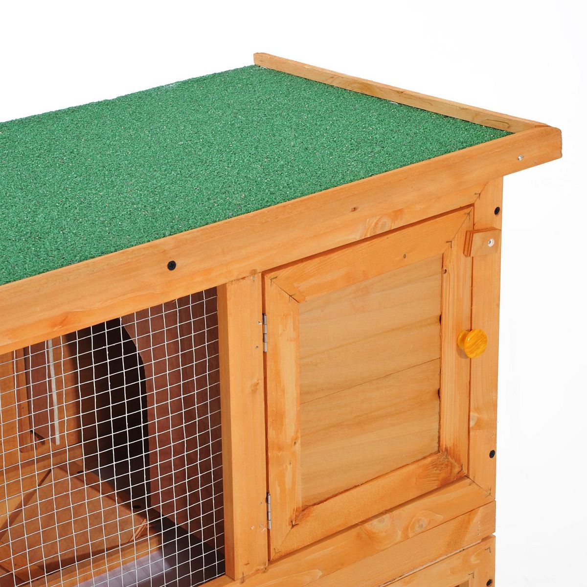 PAWHUT Clapier à lapin cage à lapin 2 étages plateau coulissant rampe et toit ouvrant 90L x 45l x 80H cm