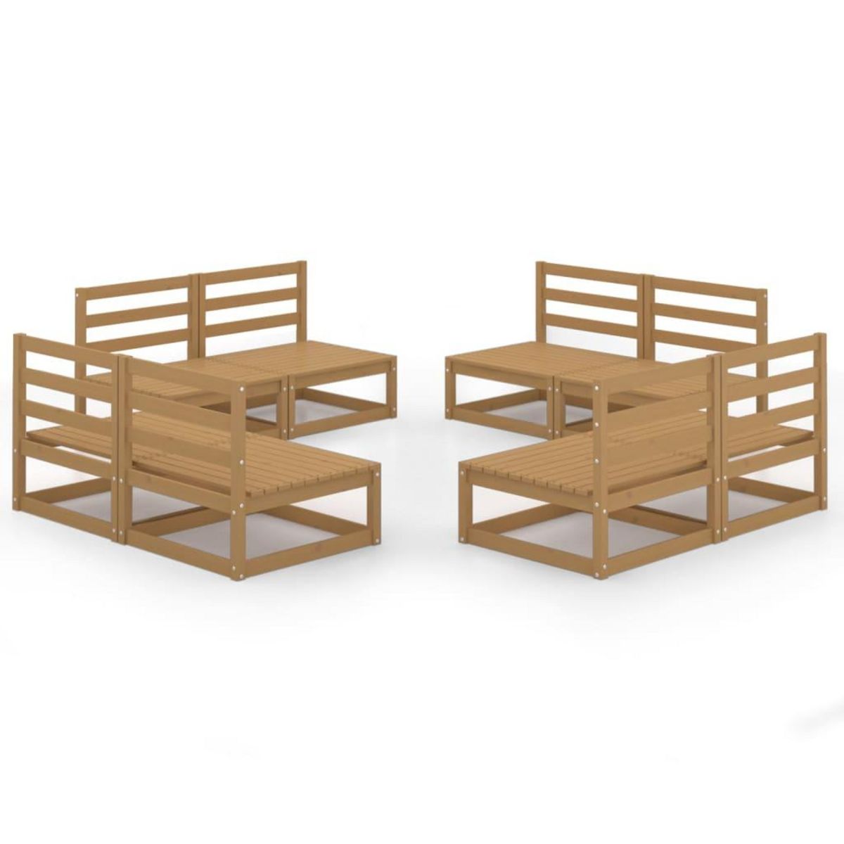 VIDAXL Salon de jardin 8 pcs marron miel bois de pin massif