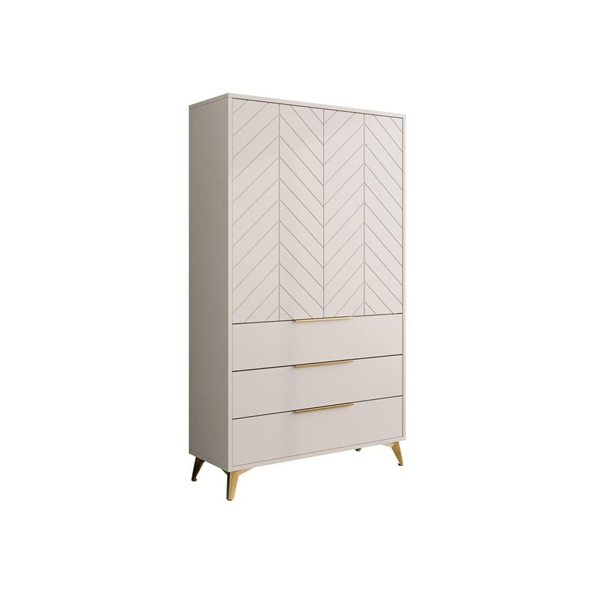 BEST MOBILIER Boccioni - buffet haut - beige - 3 tiroirs et 2 portes - 104x180 cm