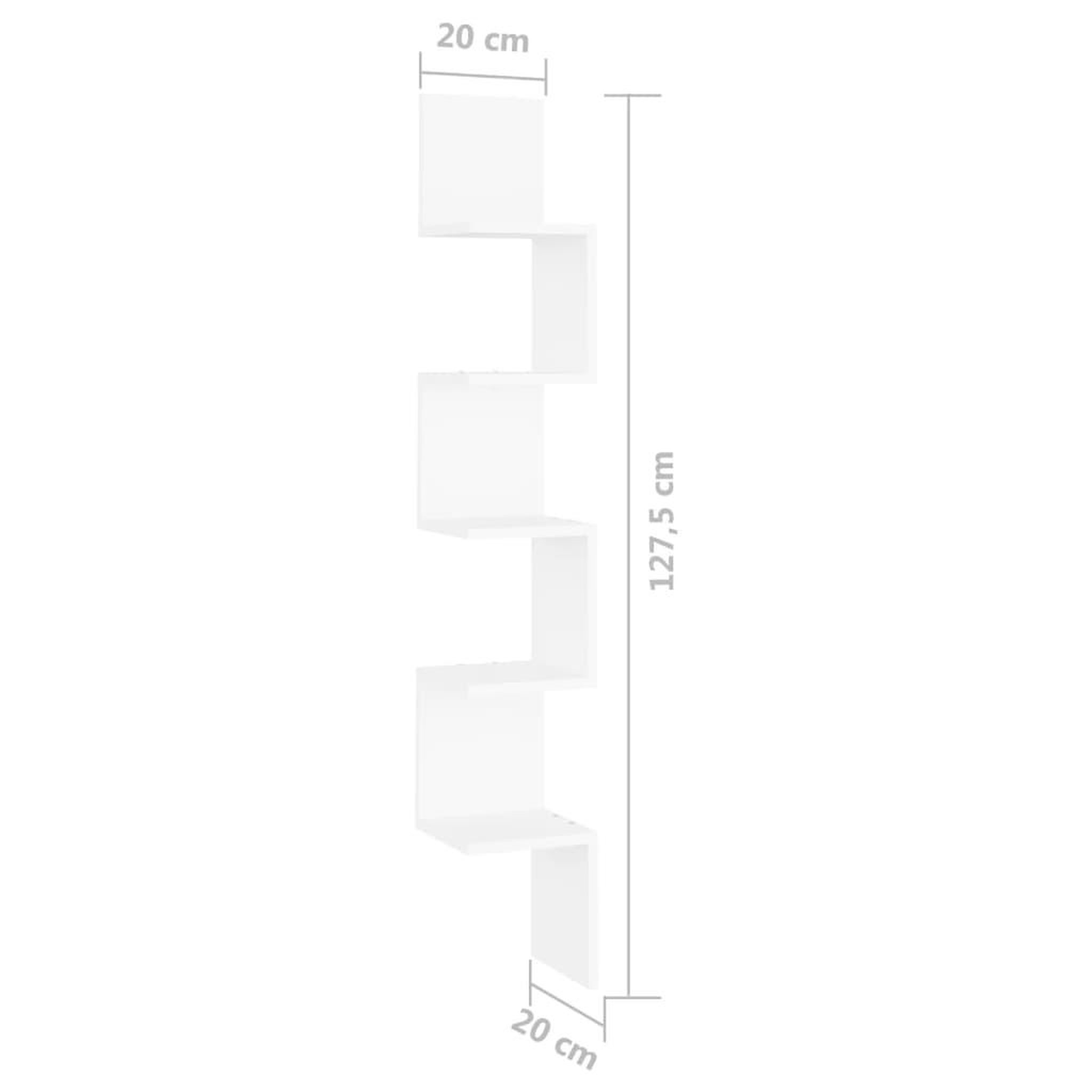 Voir la diapositive 6 : VIDAXL Etagere d'angle murale Blanc 20x20x127,5 cm bois d'ingenierie