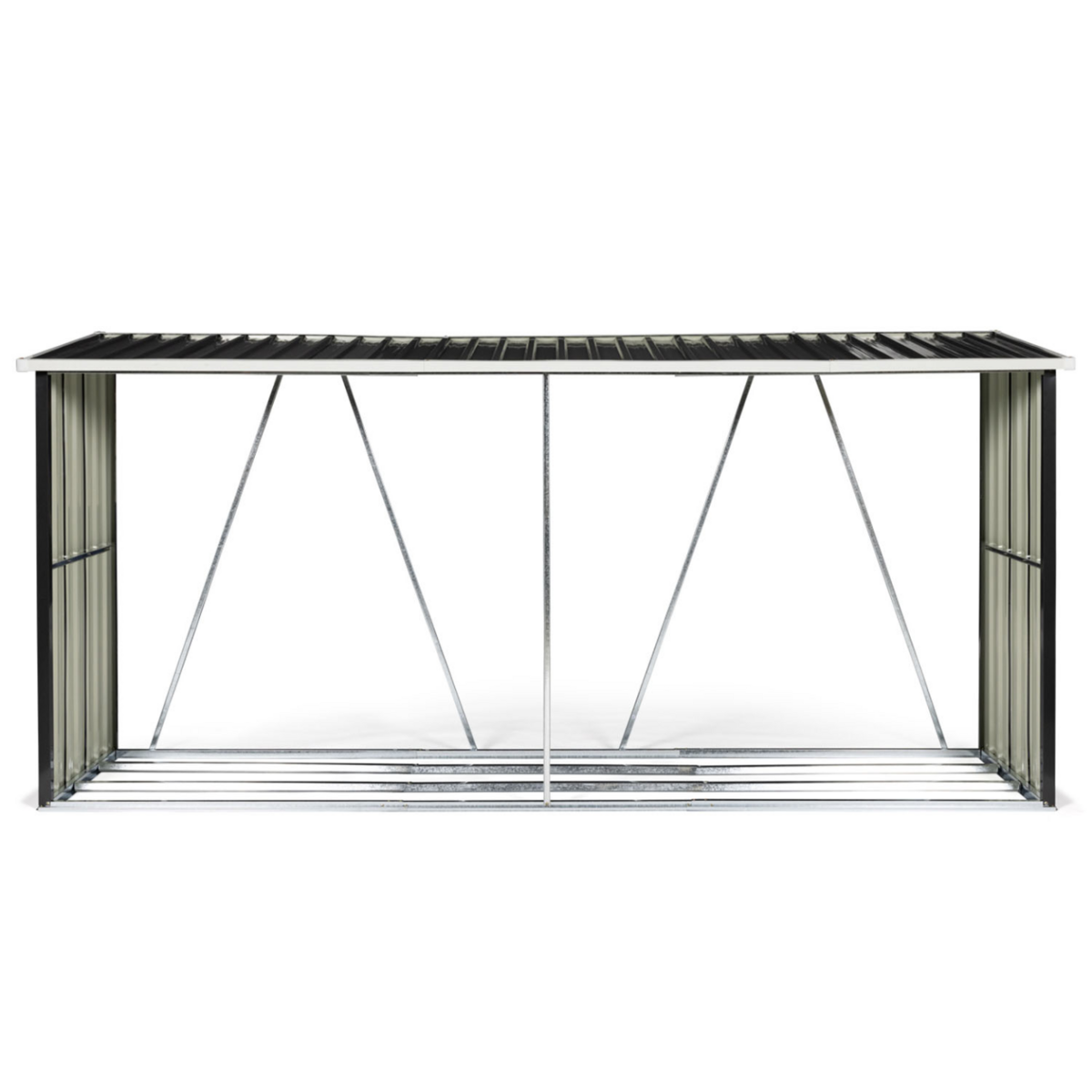 ID MARKET Abri de stockage 4 m³ gris en acier galvanisé pour bûches
