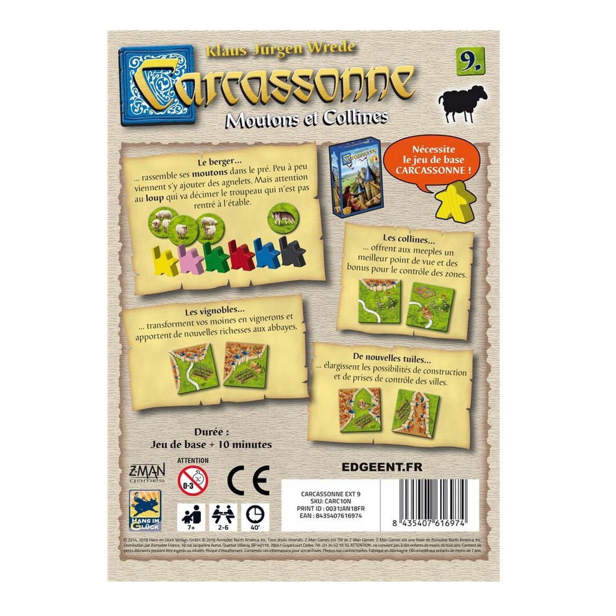 Asmodee Extension Carcassonne : moutons et collines