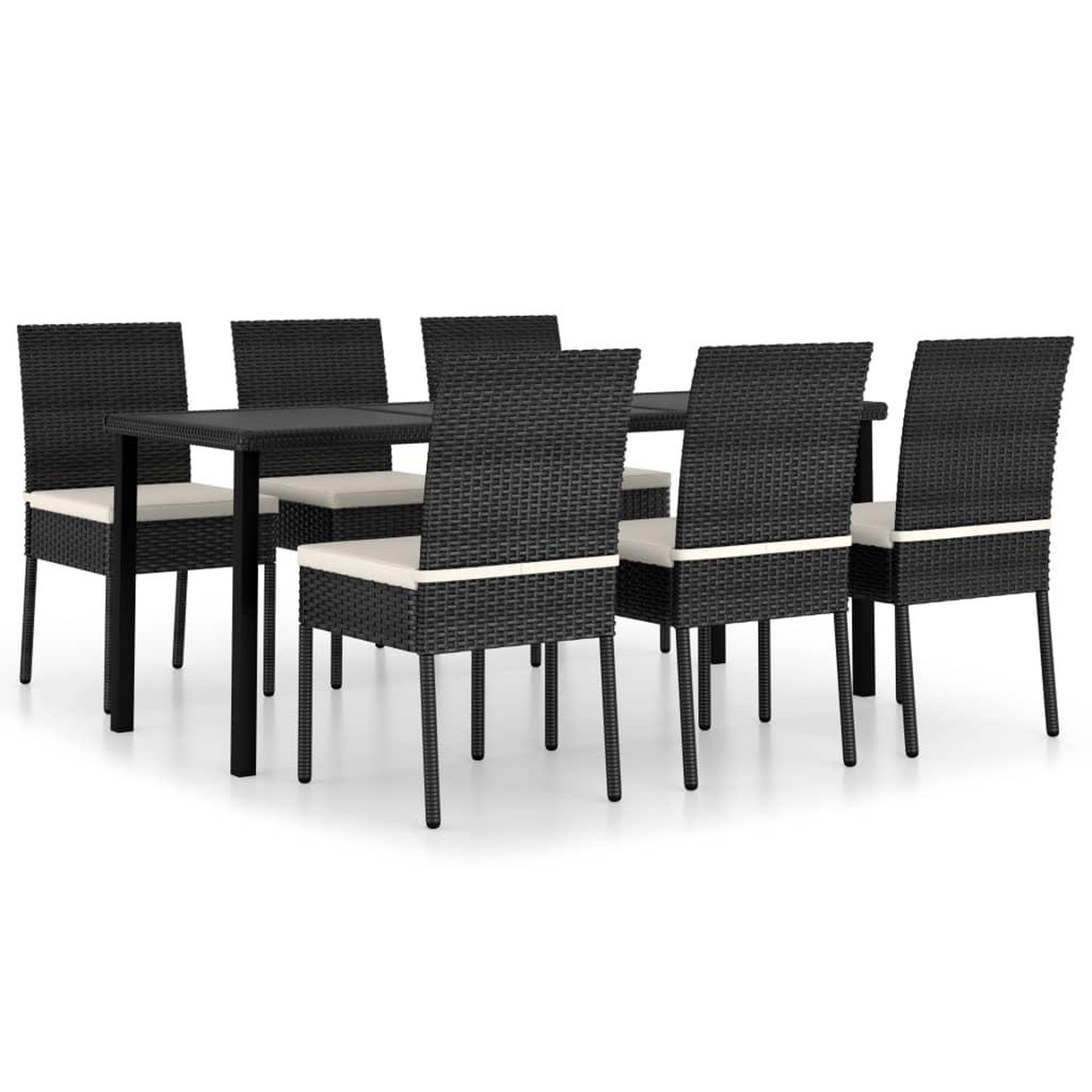 Voir la diapositive 2 : VIDAXL Ensemble a manger de jardin 7 pcs Resine tressee Noir