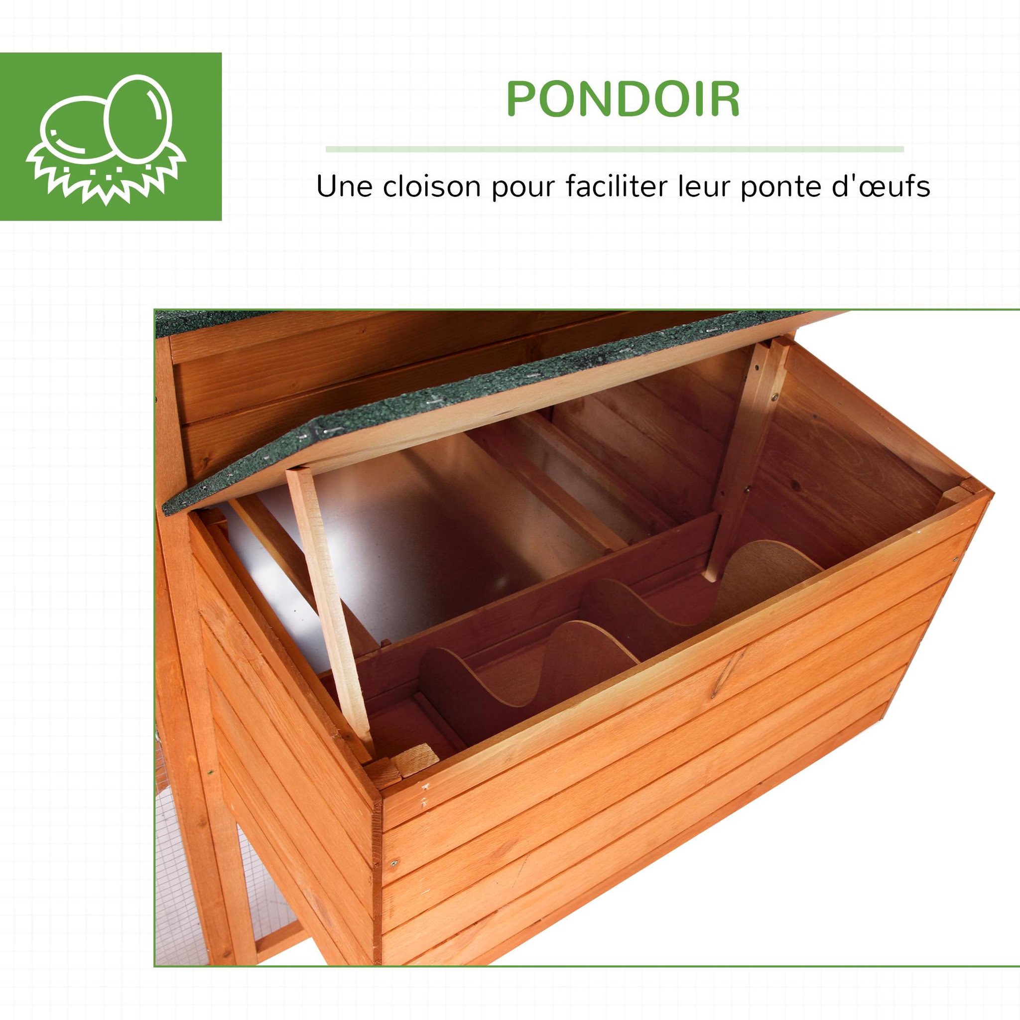 Voir la diapositive 6 : PAWHUT Poulailler cottage cage à poules sur pied dim. 168L x 110l x 101H cm multi-équipement bois sapin lasuré