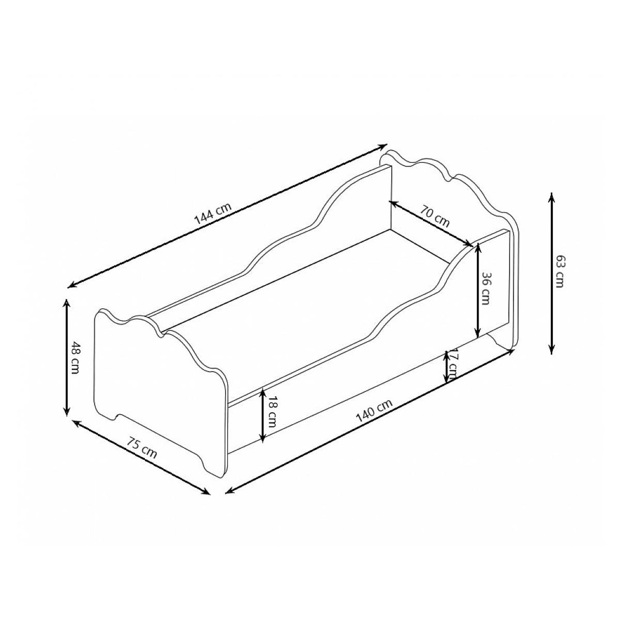 Voir la diapositive 2 : KOBI Lit enfant ANNA +SZU avec tiroir de rangement 140x70 avec matelas