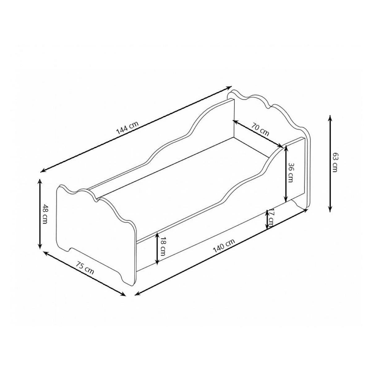 KOBI Lit enfant ANNA +SZU avec tiroir de rangement 140x70 avec matelas