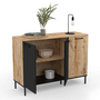 Voir la diapositive 4 : ID MARKET Buffet 110 cm OAKLAND 3 portes bois et noir design industriel