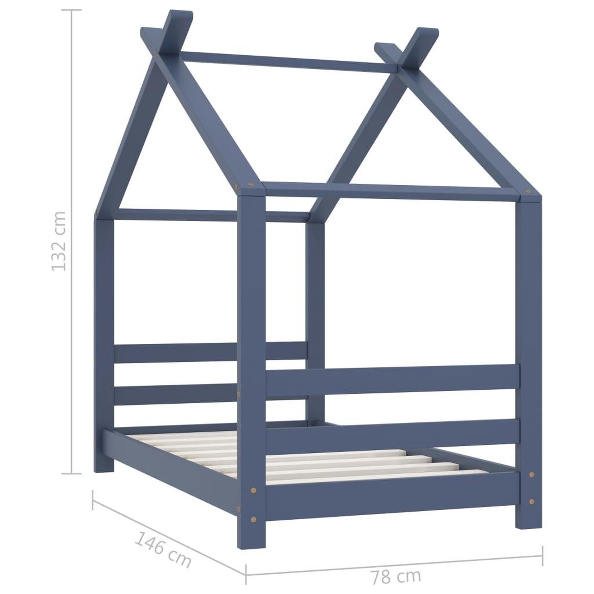 Voir la diapositive 6 : VIDAXL Cadre de lit d'enfant Gris Bois de pin massif 70x140 cm