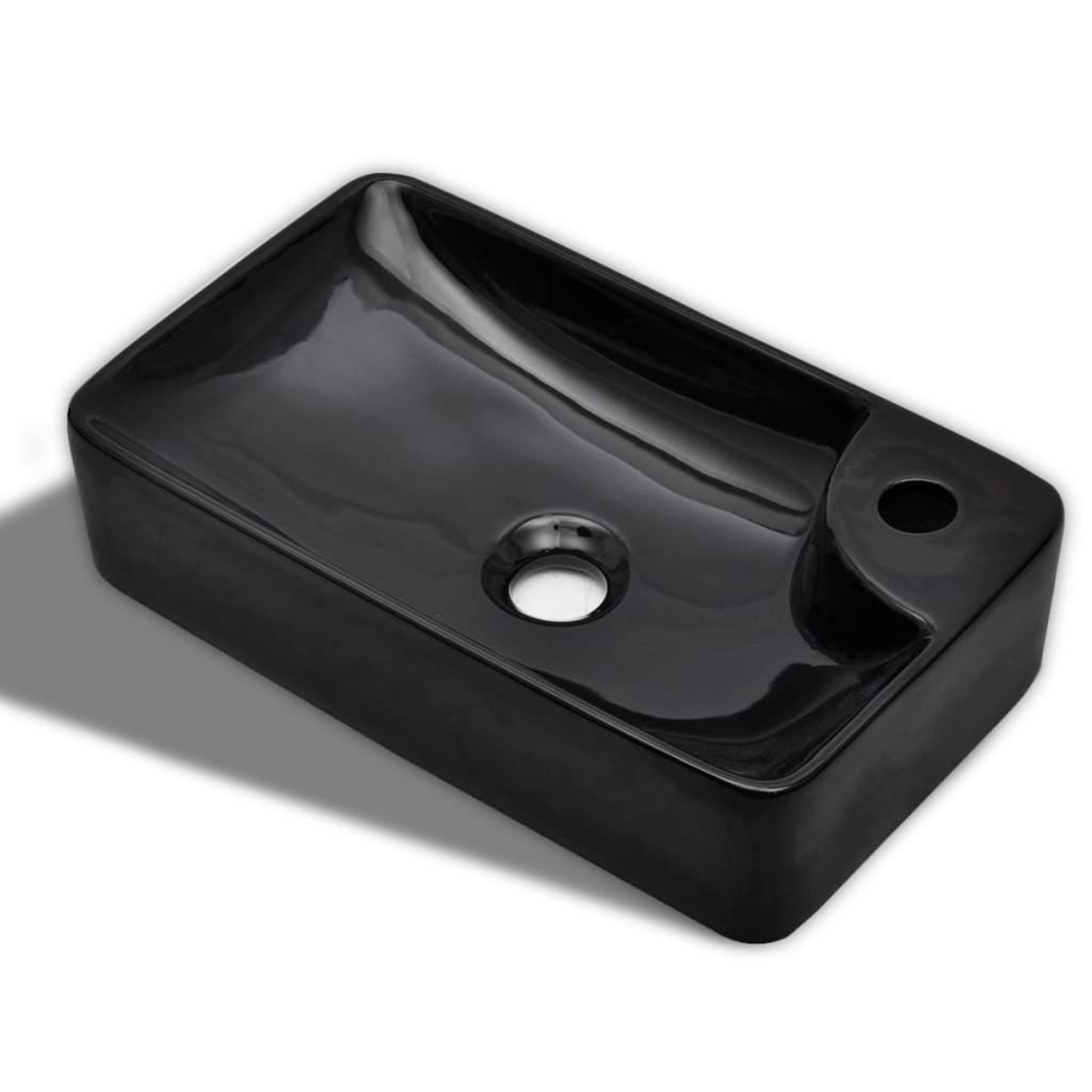 Voir la diapositive 2 : VIDAXL Vasque a trou pour robinet ceramique Noir pour salle de bain