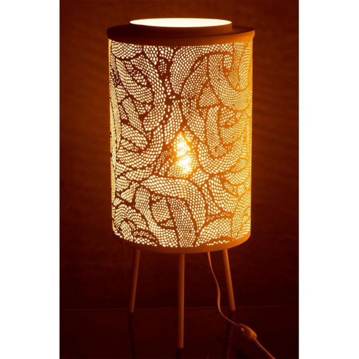 Paris Prix Lampe à Poser en Métal  Perforée  65cm Blanc