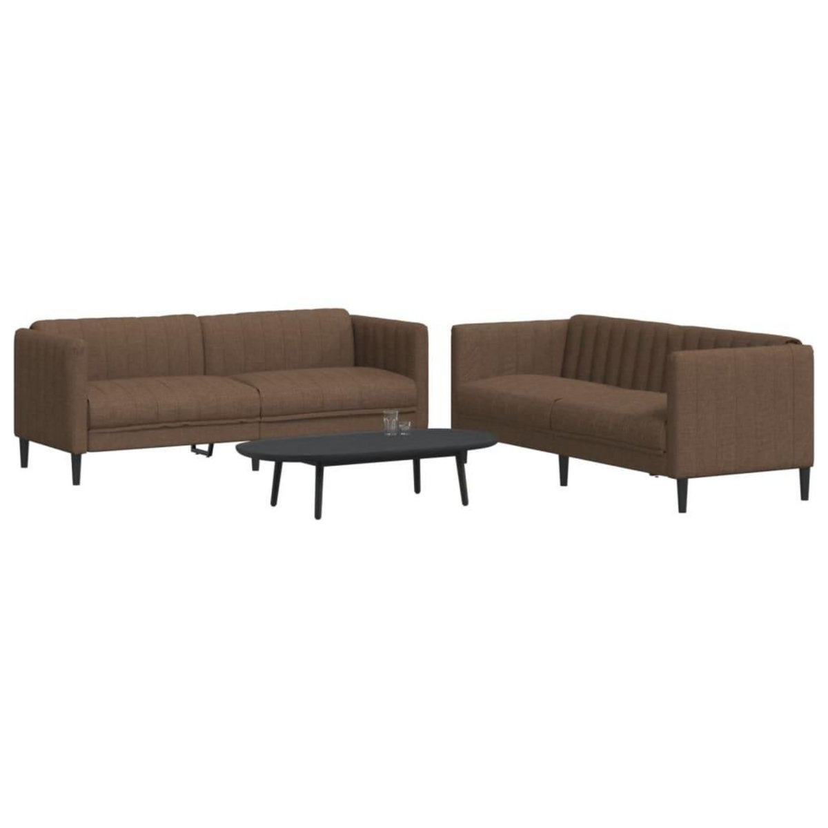 VIDAXL Ensemble de canapes 2 pcs marron tissu