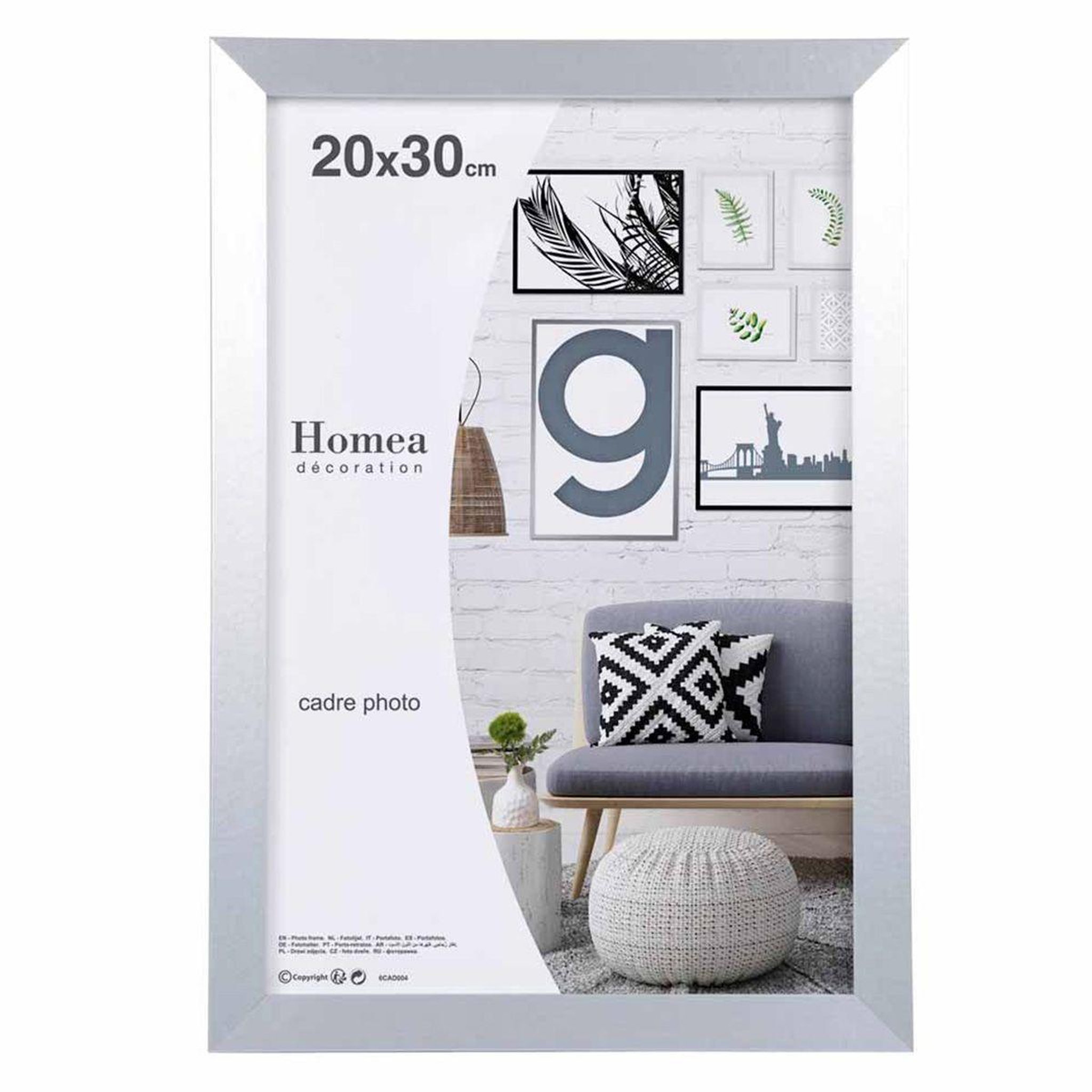 HOMEA Cadre Photo Déco  Loft  20x30cm Argent