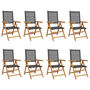 Voir la diapositive 2 : VIDAXL Chaises inclinables de jardin lot de 8 noir rotin bois massif